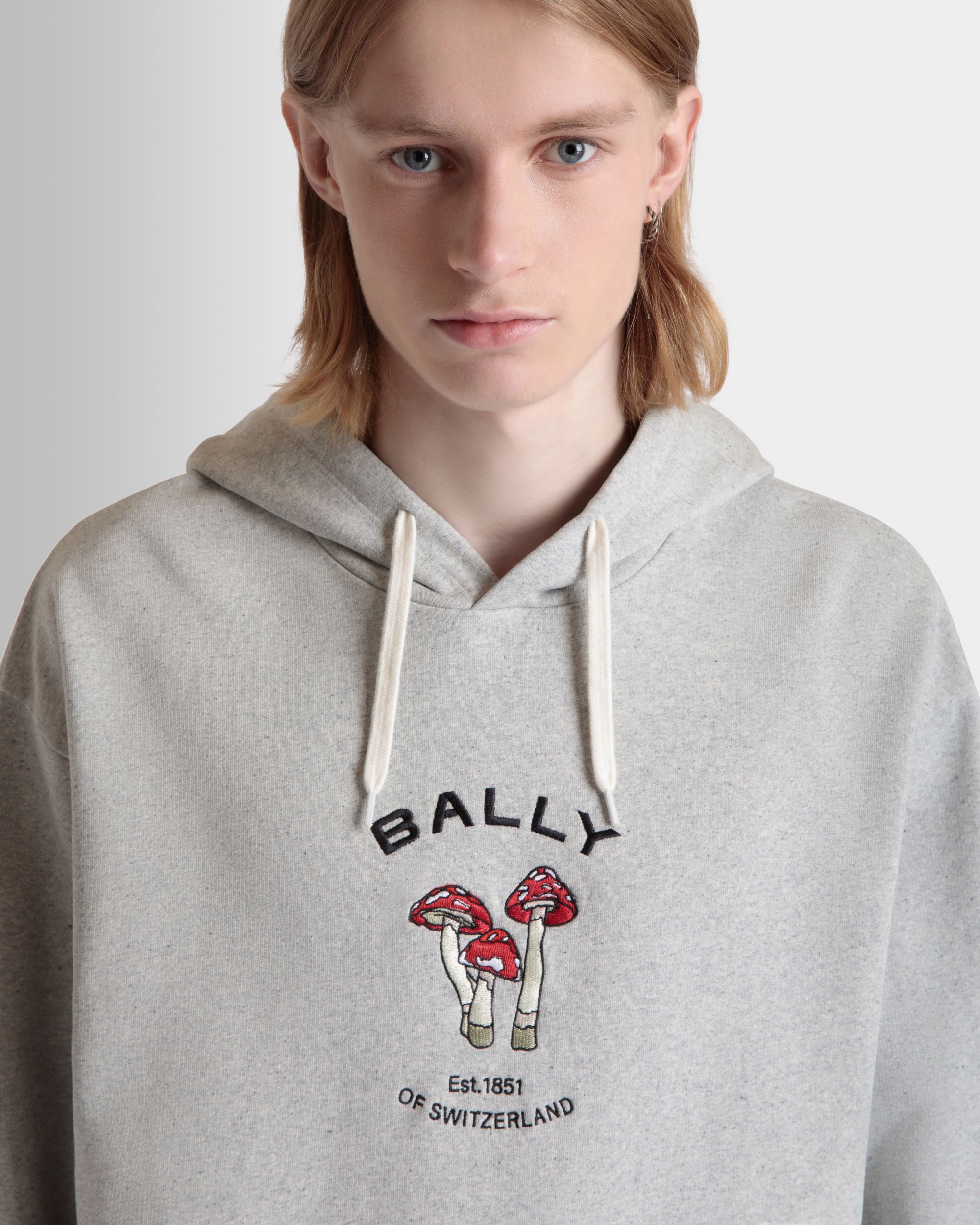 フーディー マッシュルームモチーフ グレーメランジ コットン - 男性 - Bally - 03