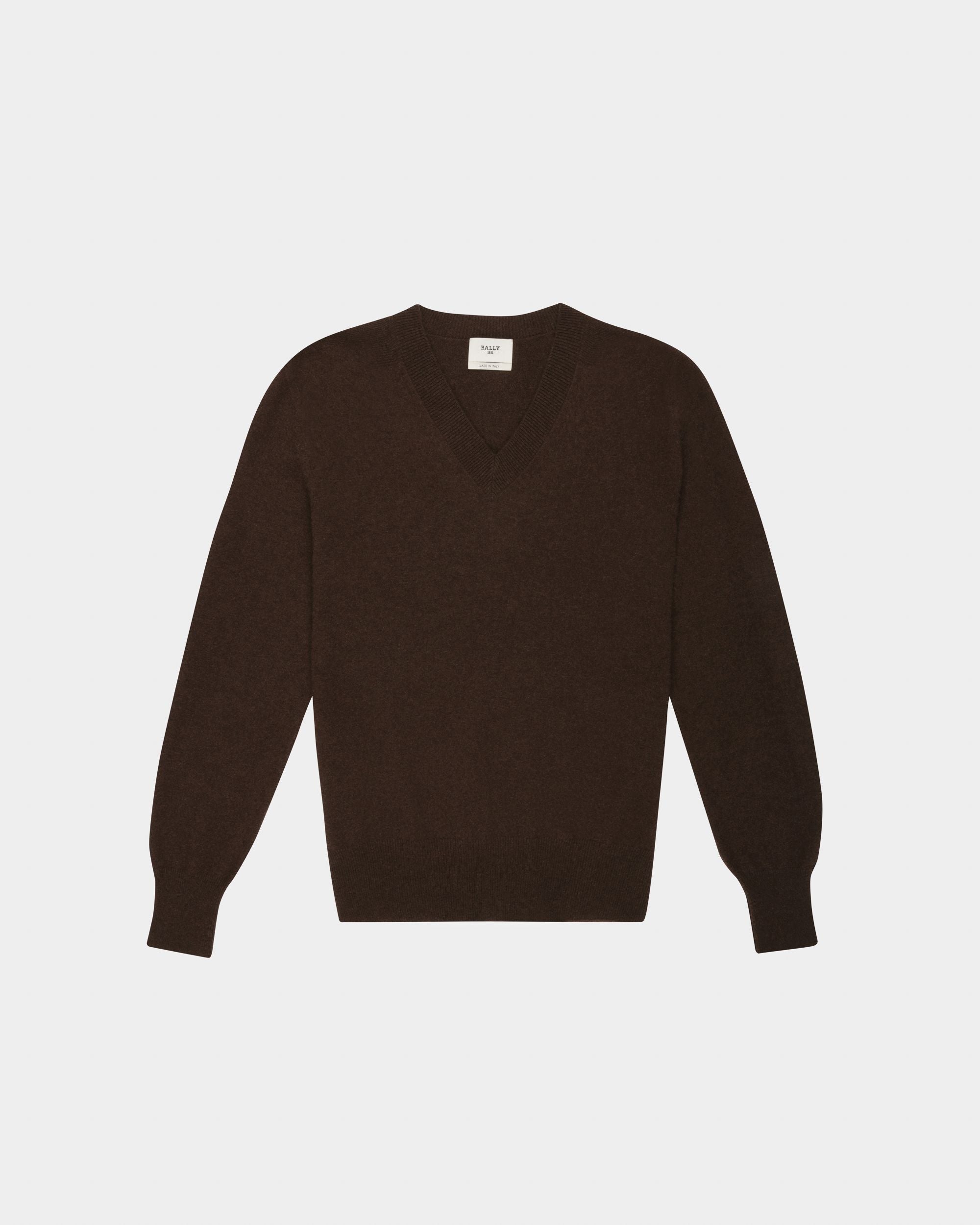 エボニーブラウン カシミア Vネック - 男性 - Bally - 04