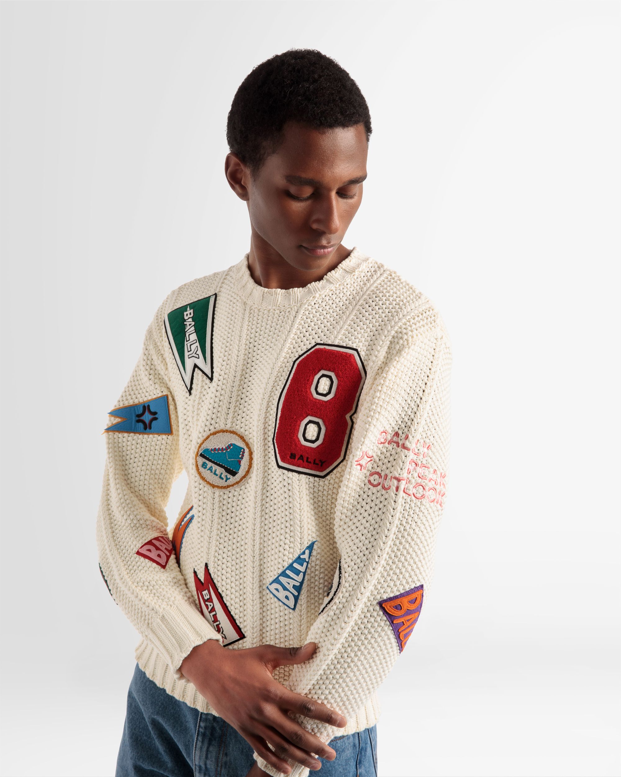 Peak Outlook クルーネック セーター ボーンホワイト コットン - 男性 - Bally - 05
