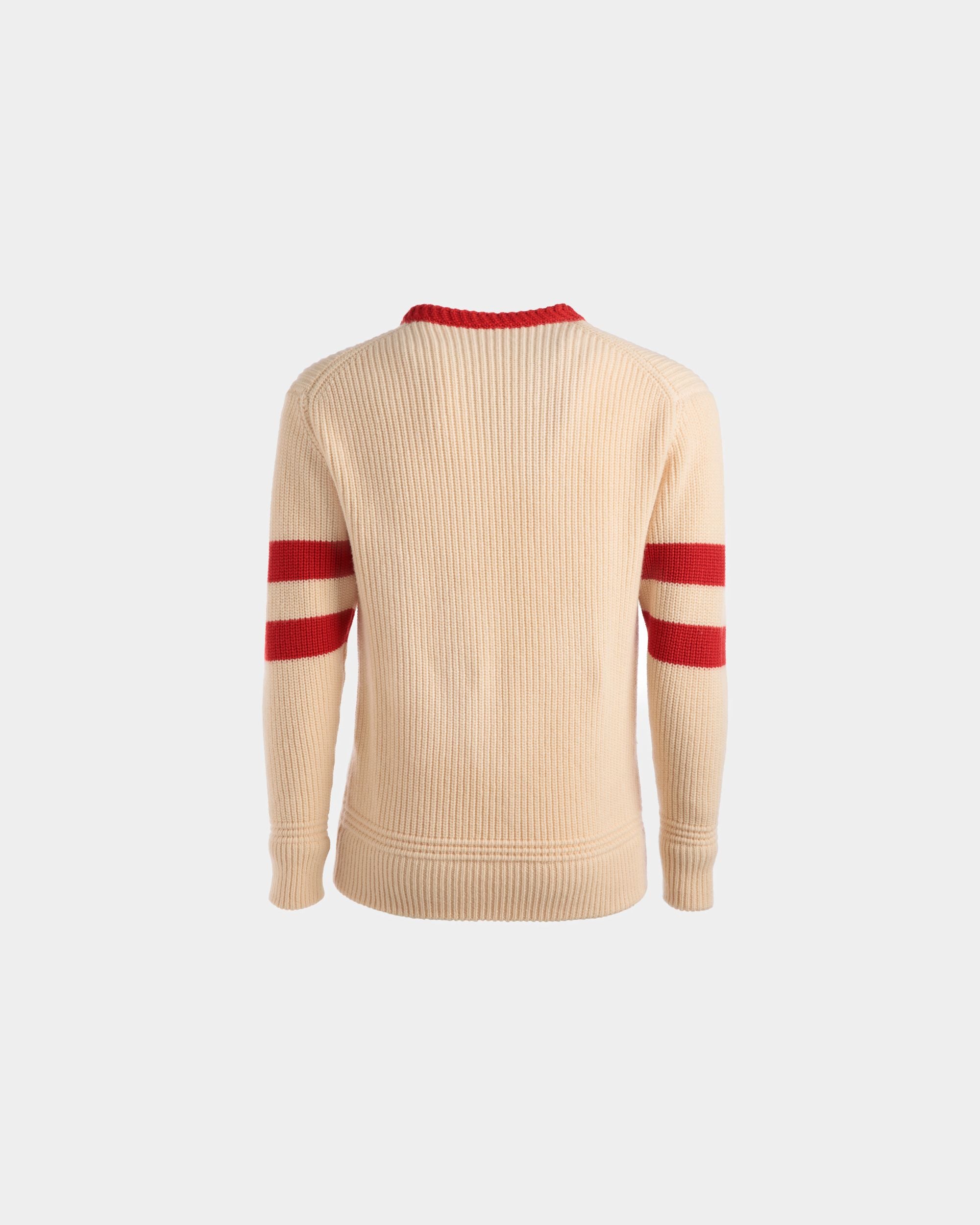 クルーネック セーター ボーンホワイト＆レッド ウール - 男性 - Bally - 07
