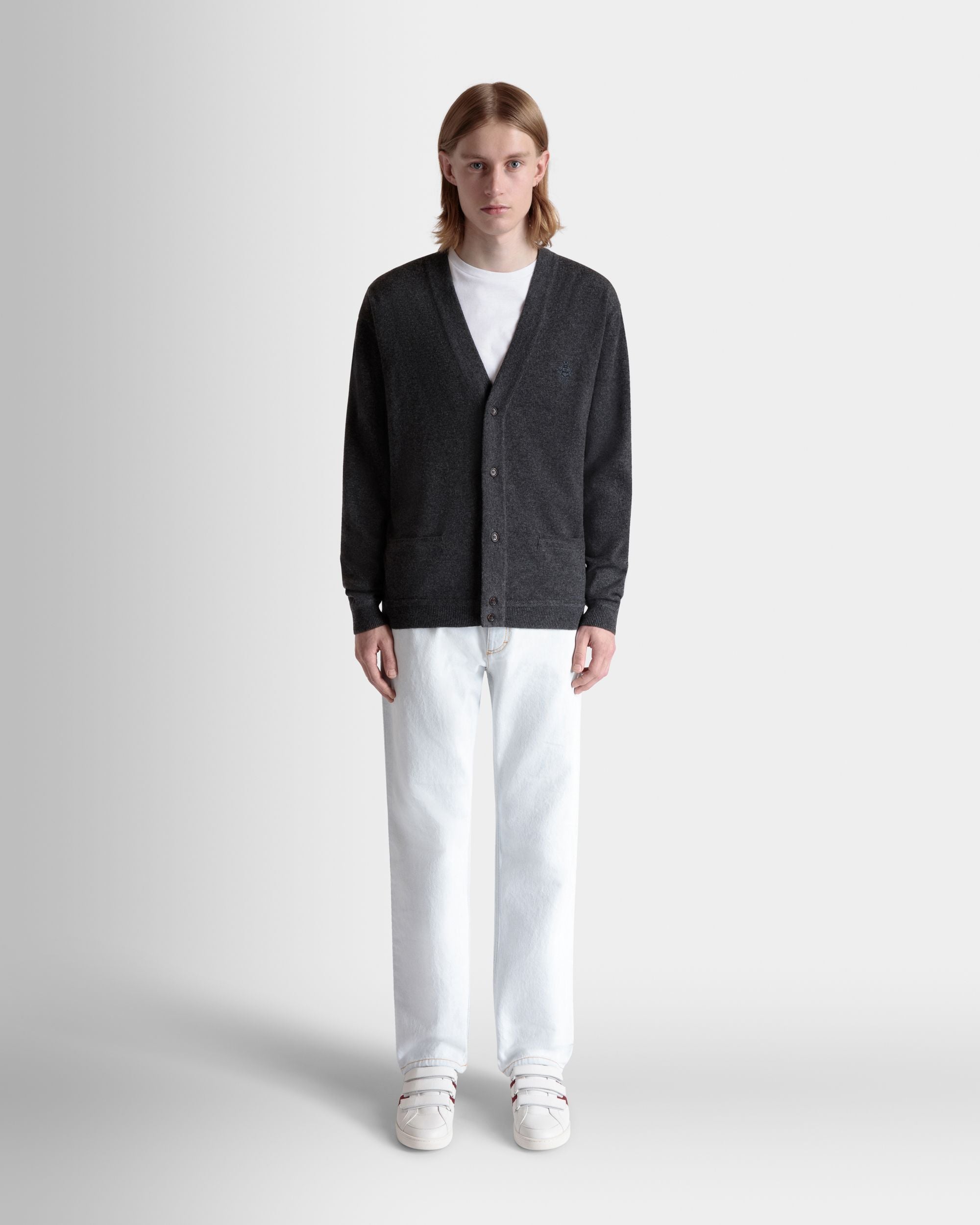 カーディガン Ballyクレストロゴ ダークグレー カシミア - 男性 - Bally - 02