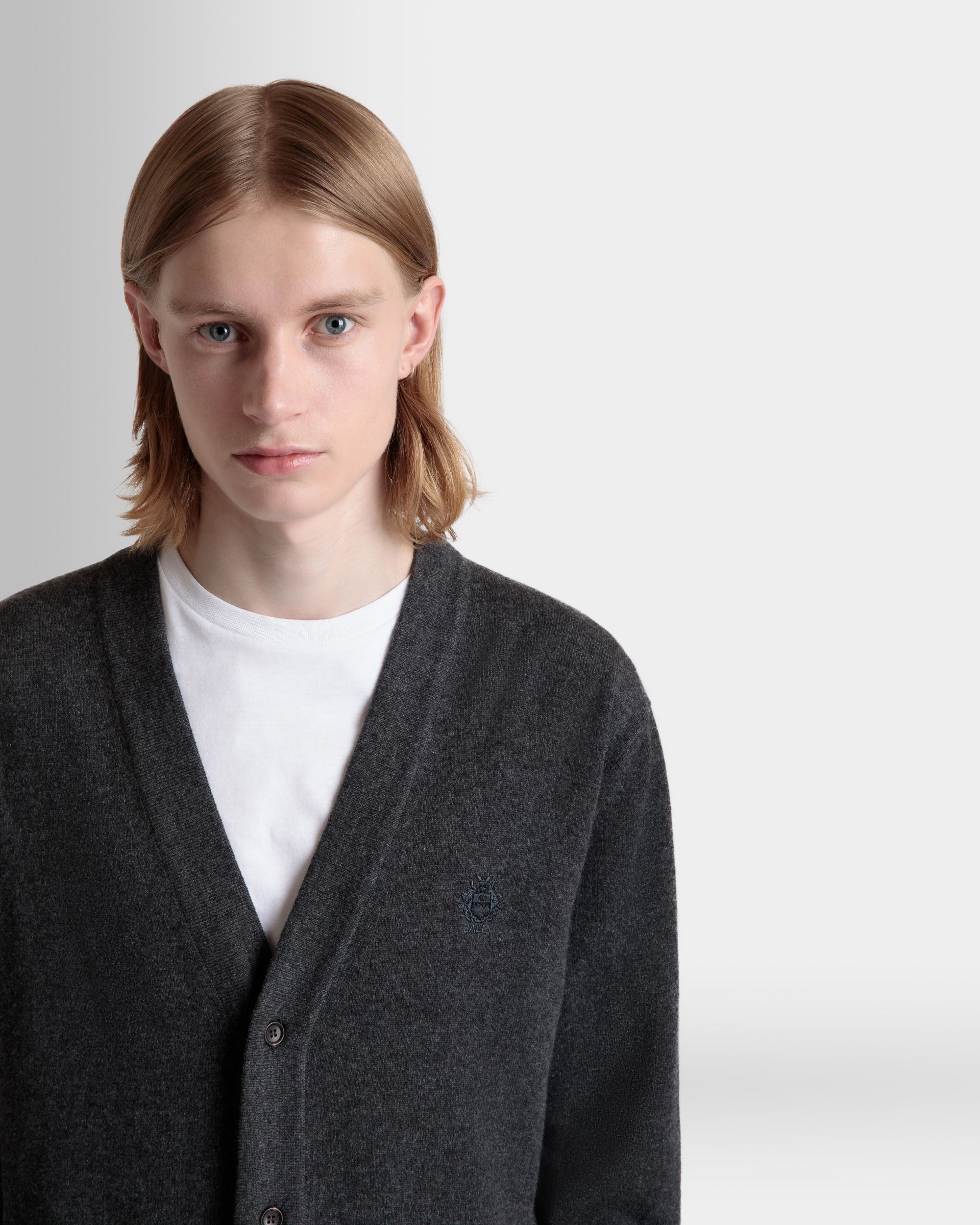 カーディガン Ballyクレストロゴ ダークグレー カシミア - 男性 - Bally - 03