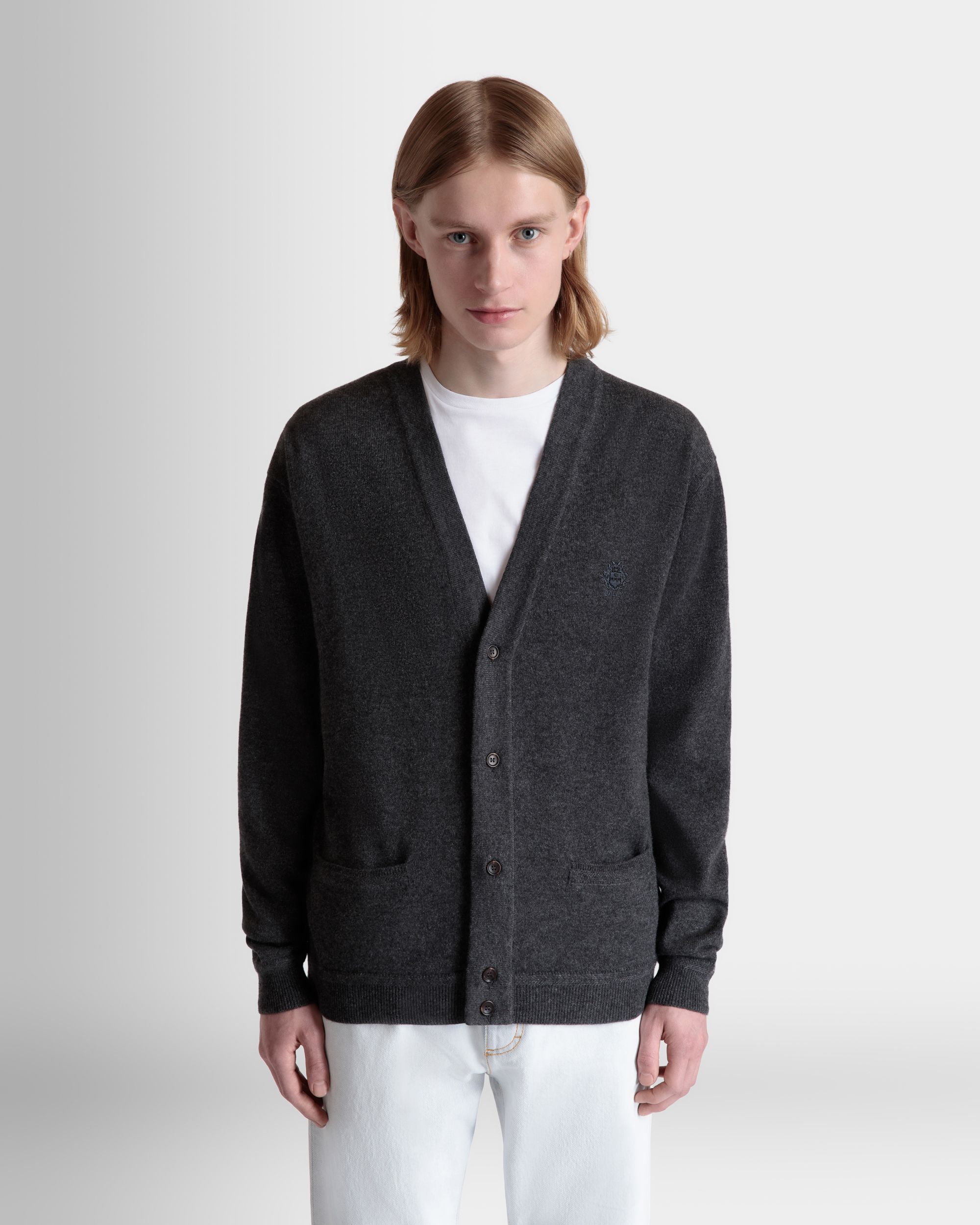 カーディガン Ballyクレストロゴ ダークグレー カシミア - 男性 - Bally - 08