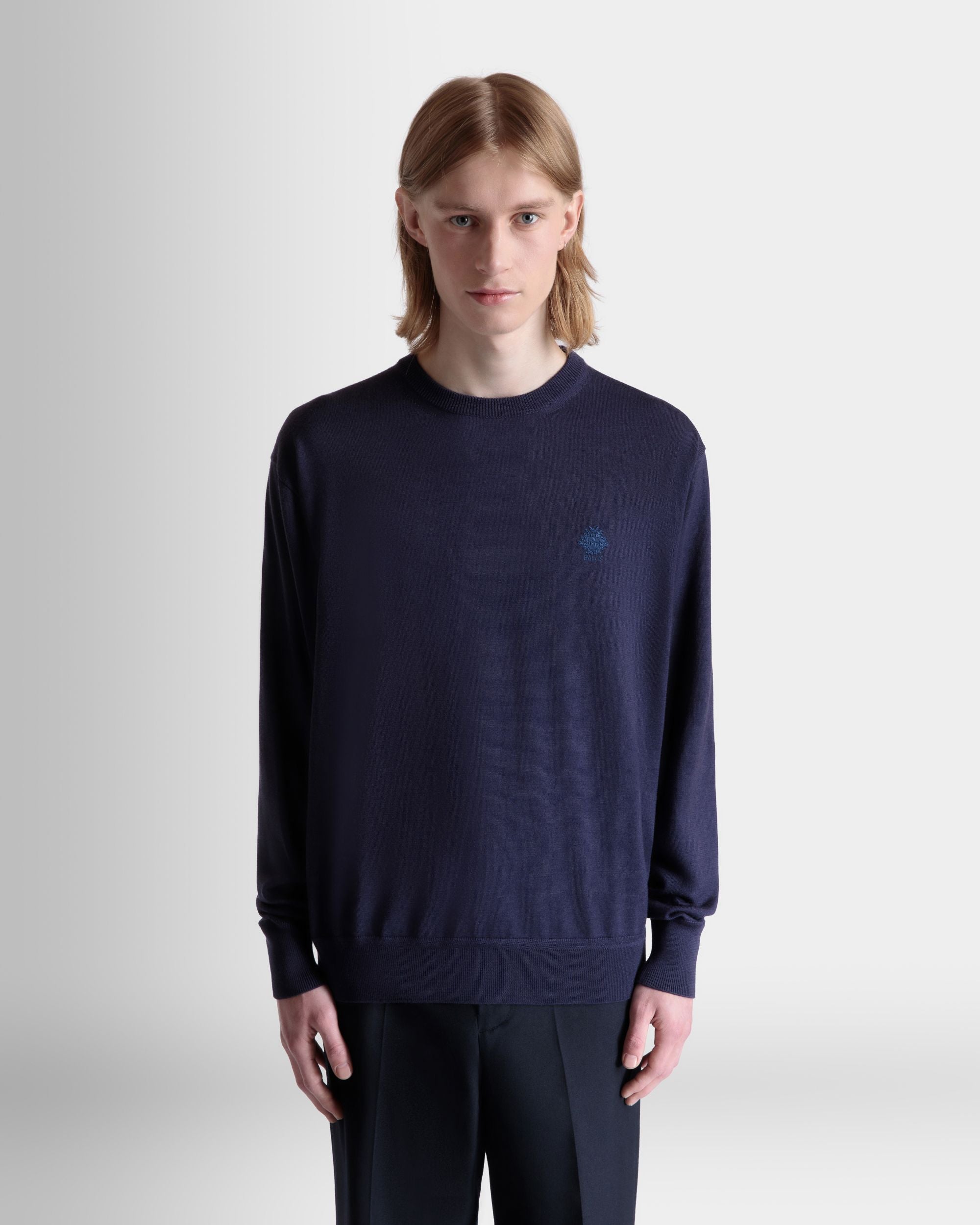 クルーネック セーター ネイビーブルー ウール＆カシミアブレンド - 男性 - Bally - 06