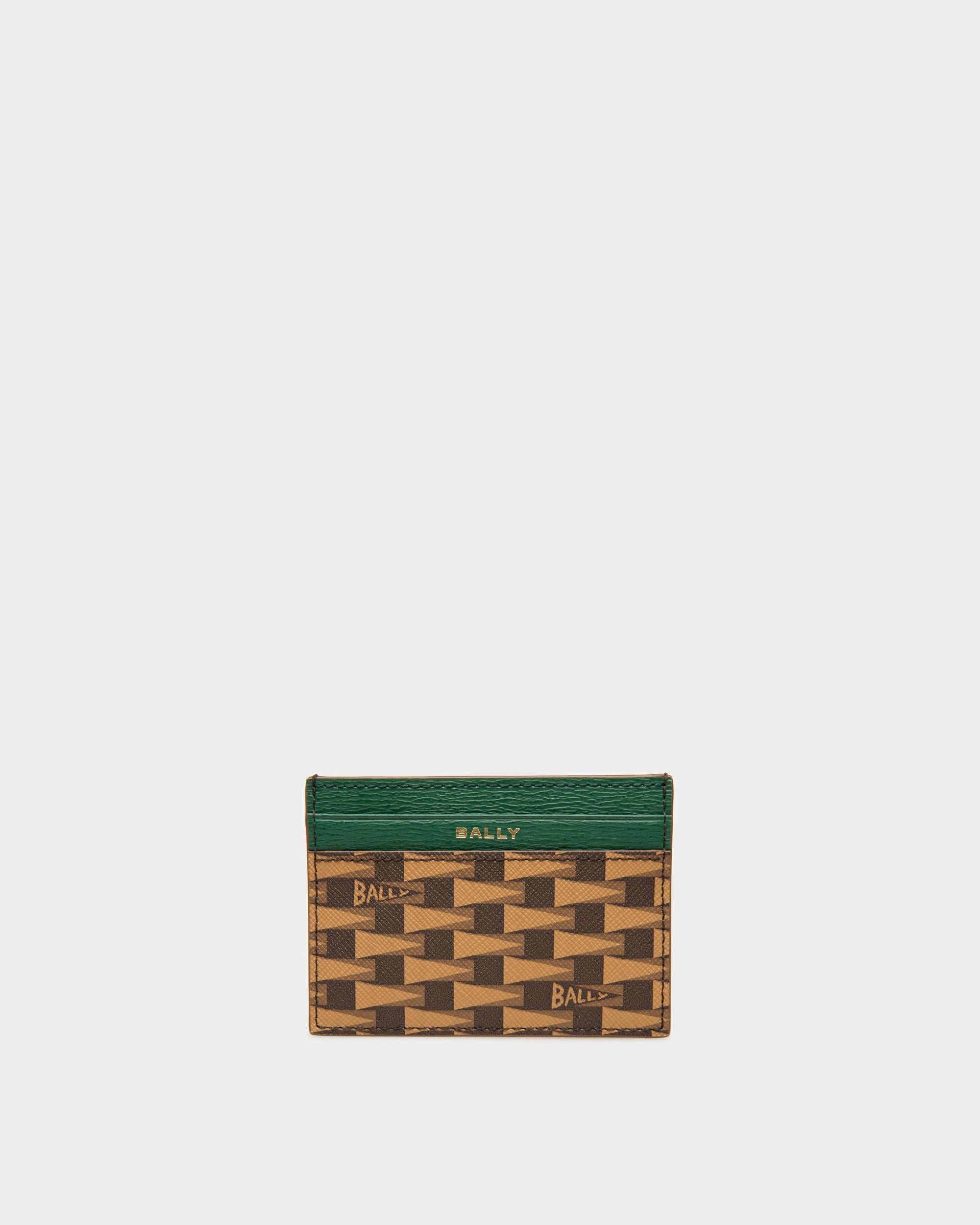 Pennant ビジネスカードホルダー デザートブラウン＆ケリーグリーン レザー＆TPU - 男性 - Bally - 01