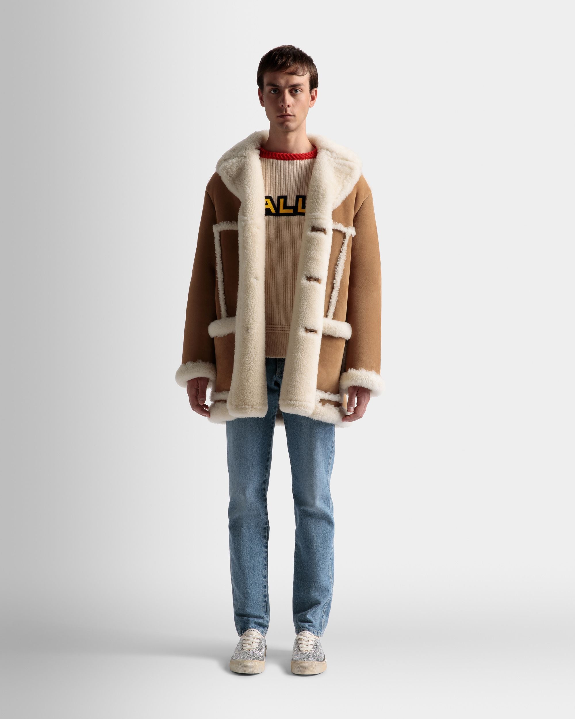 アビエイター コート ブラウン レザー＆メリノウール - 男性 - Bally - 02