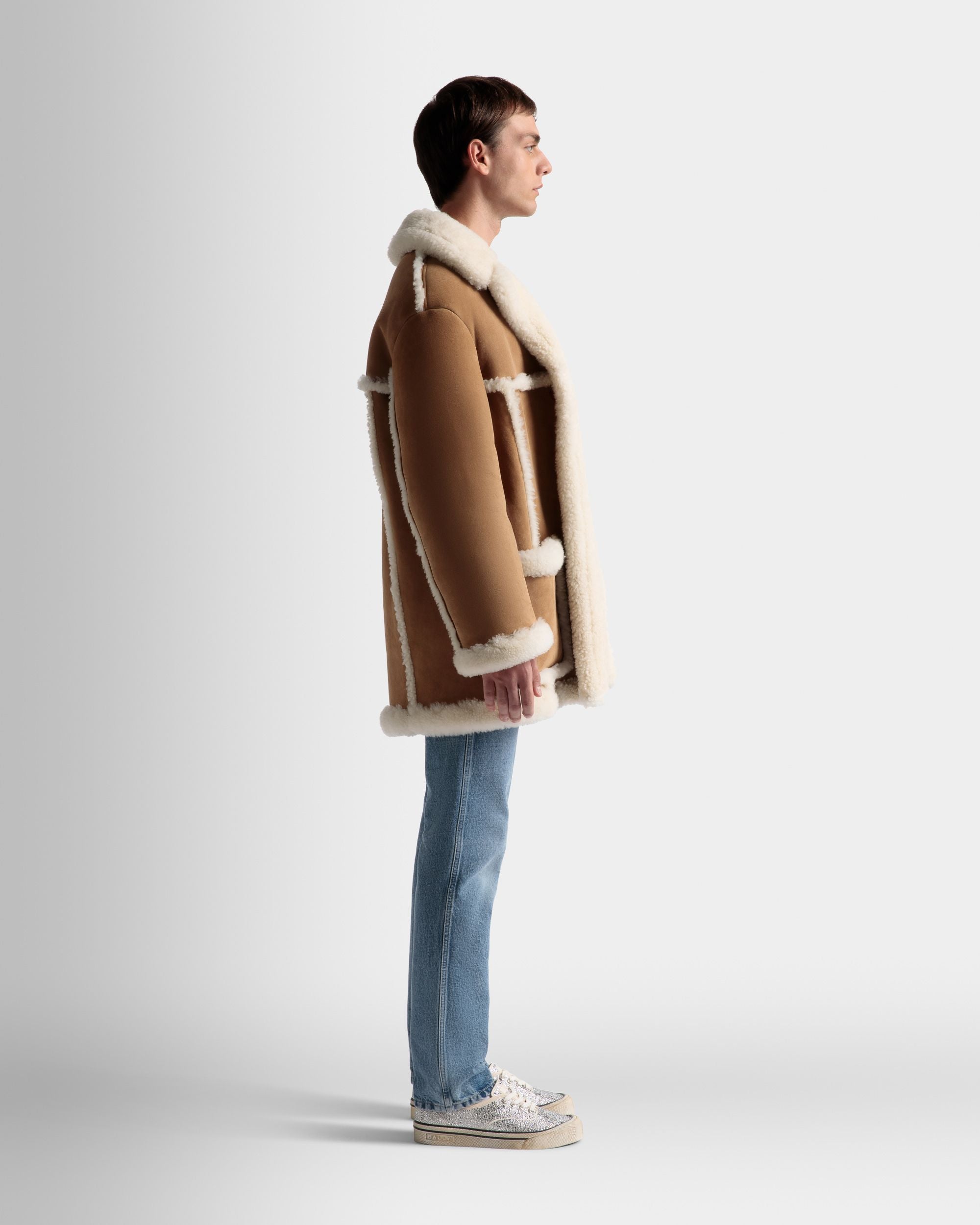 アビエイター コート ブラウン レザー＆メリノウール - 男性 - Bally - 05