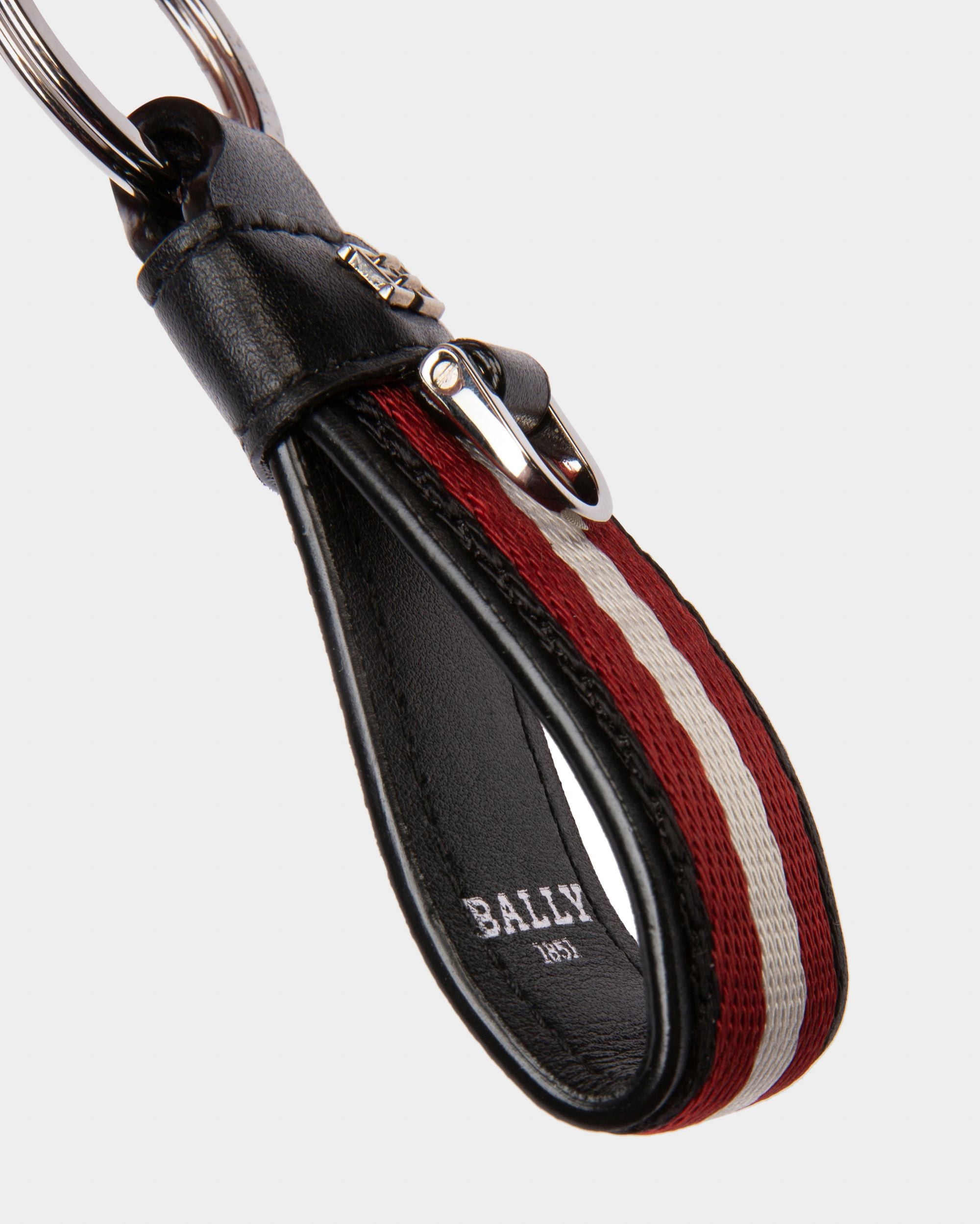 Baronn レッド＆ボーンホワイト＆ブラック ファブリック＆レザー キーホルダー - 男性 - Bally - 03