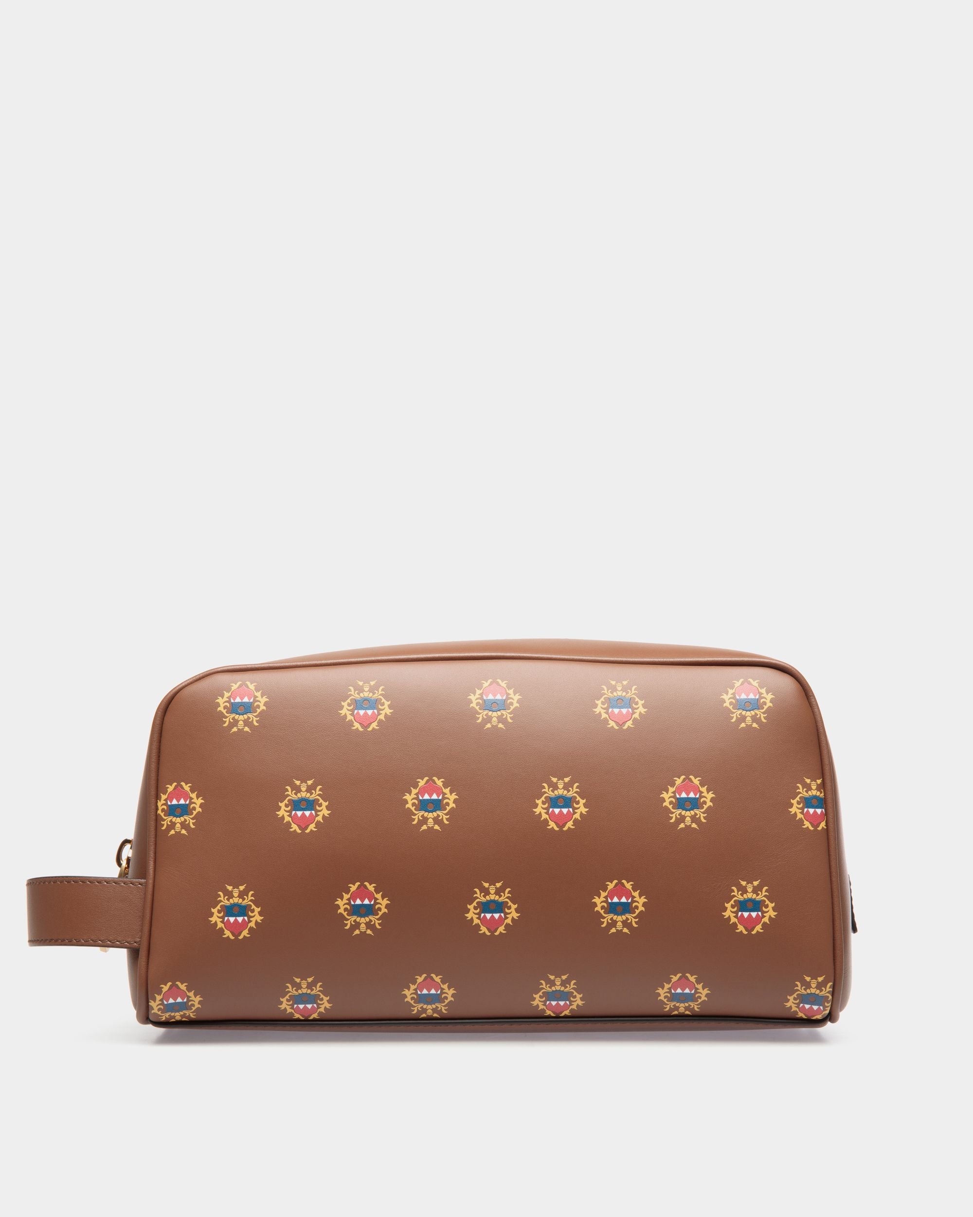Easy Bally ポーチ ブラウン レザー Ballyクレストプリント - 男性 - Bally - 01
