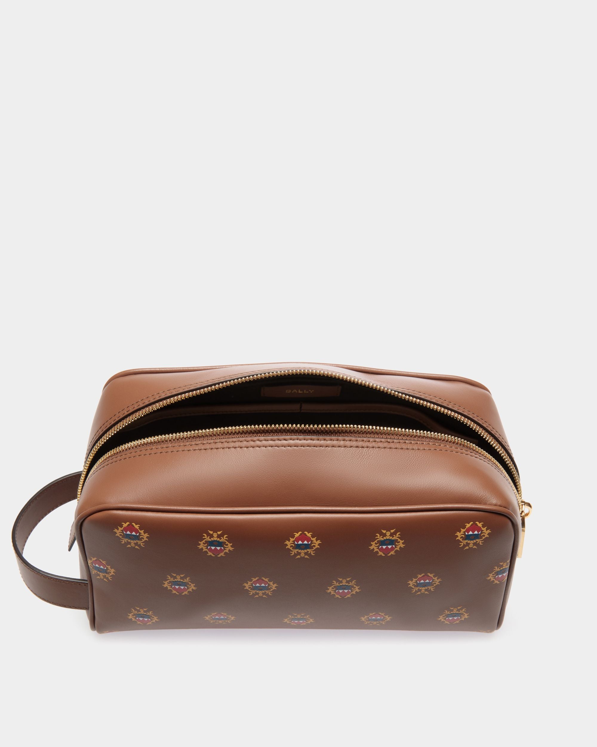 Easy Bally ポーチ ブラウン レザー Ballyクレストプリント - 男性 - Bally - 03