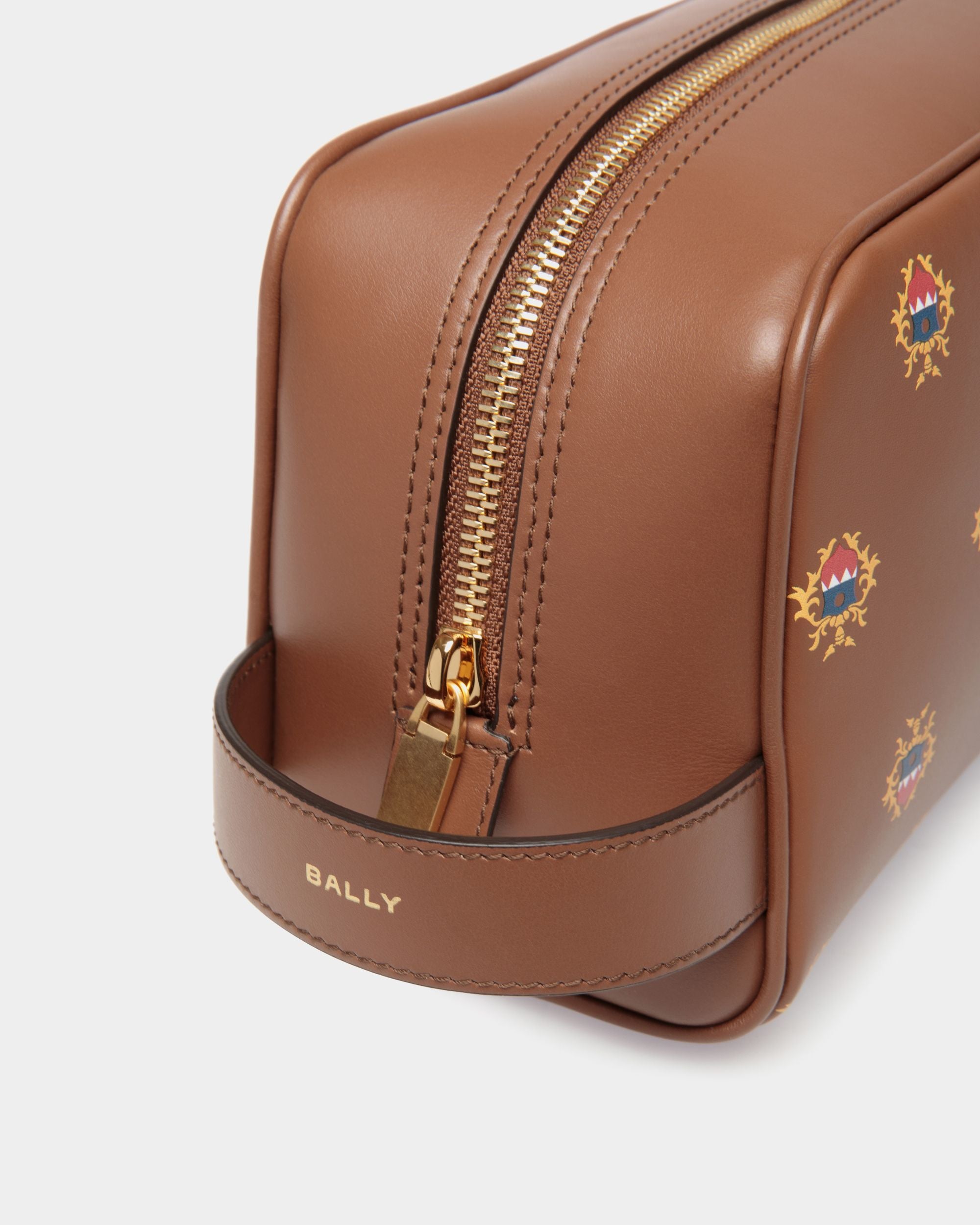 Easy Bally ポーチ ブラウン レザー Ballyクレストプリント - 男性 - Bally - 05