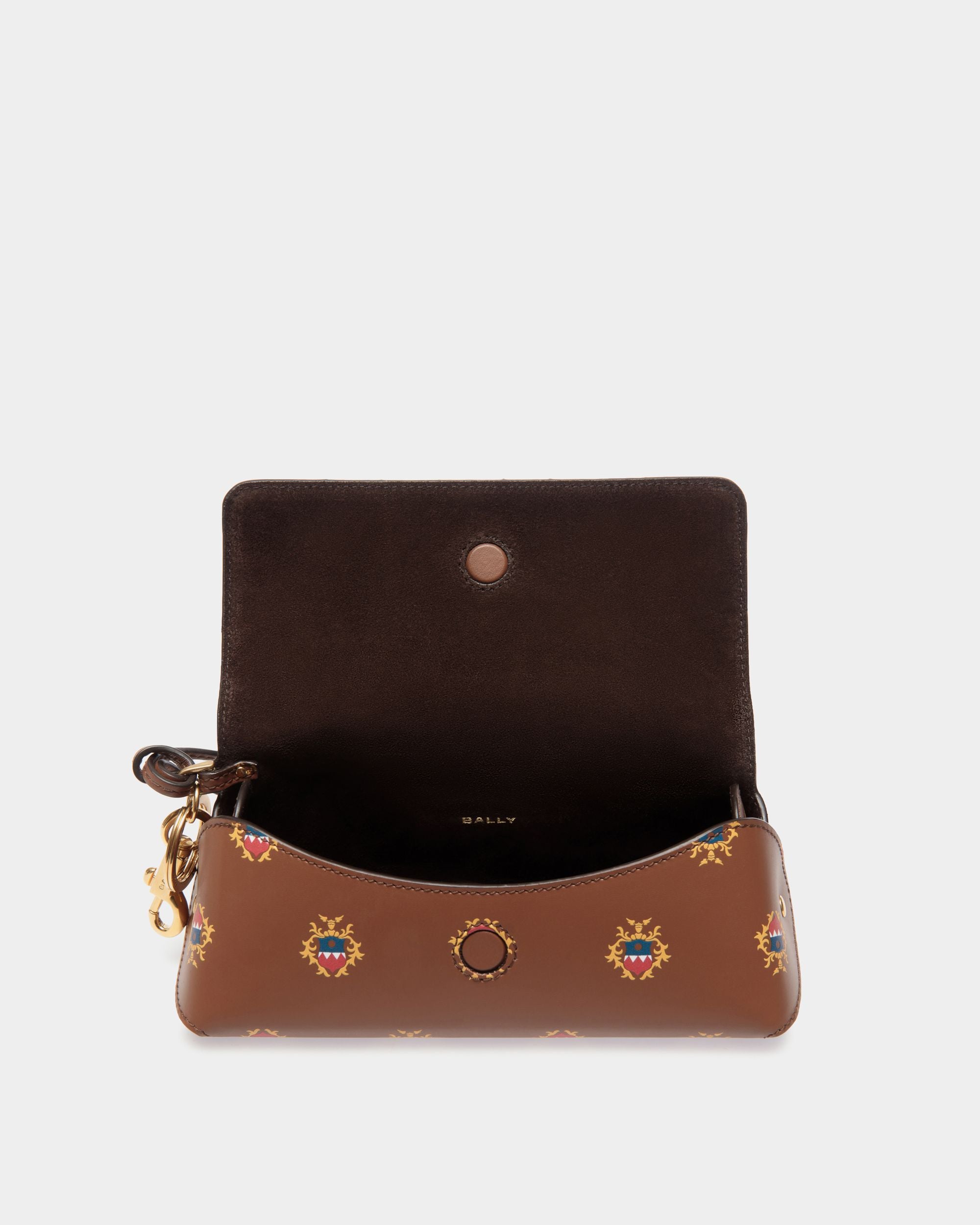 Easy Bally アイウェアケース ブラウン レザー Ballyクレストプリント - 男性 - Bally - 03