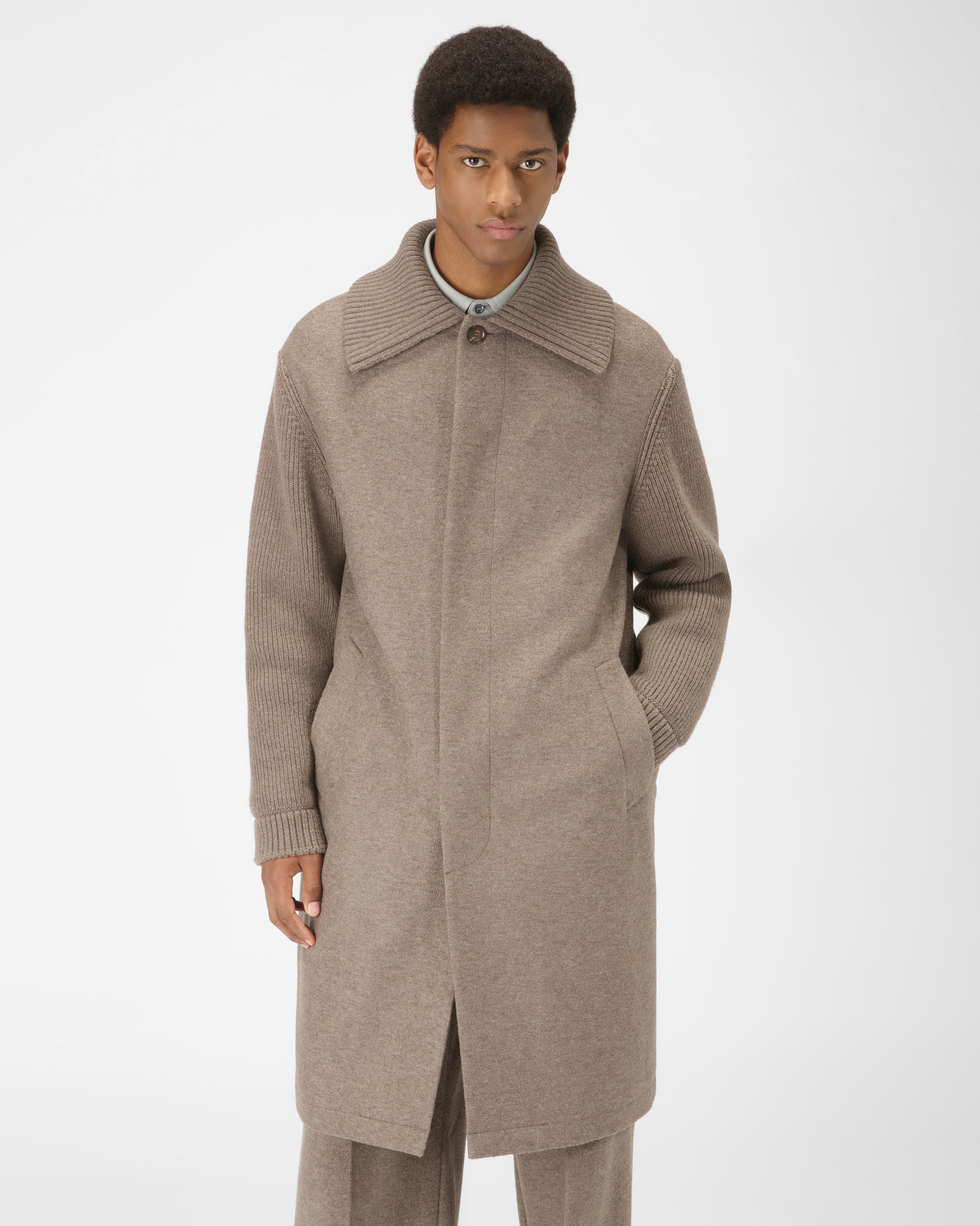 Mixed Material Coat トープカラー ウールミックス コート - 男性 - Bally - 01