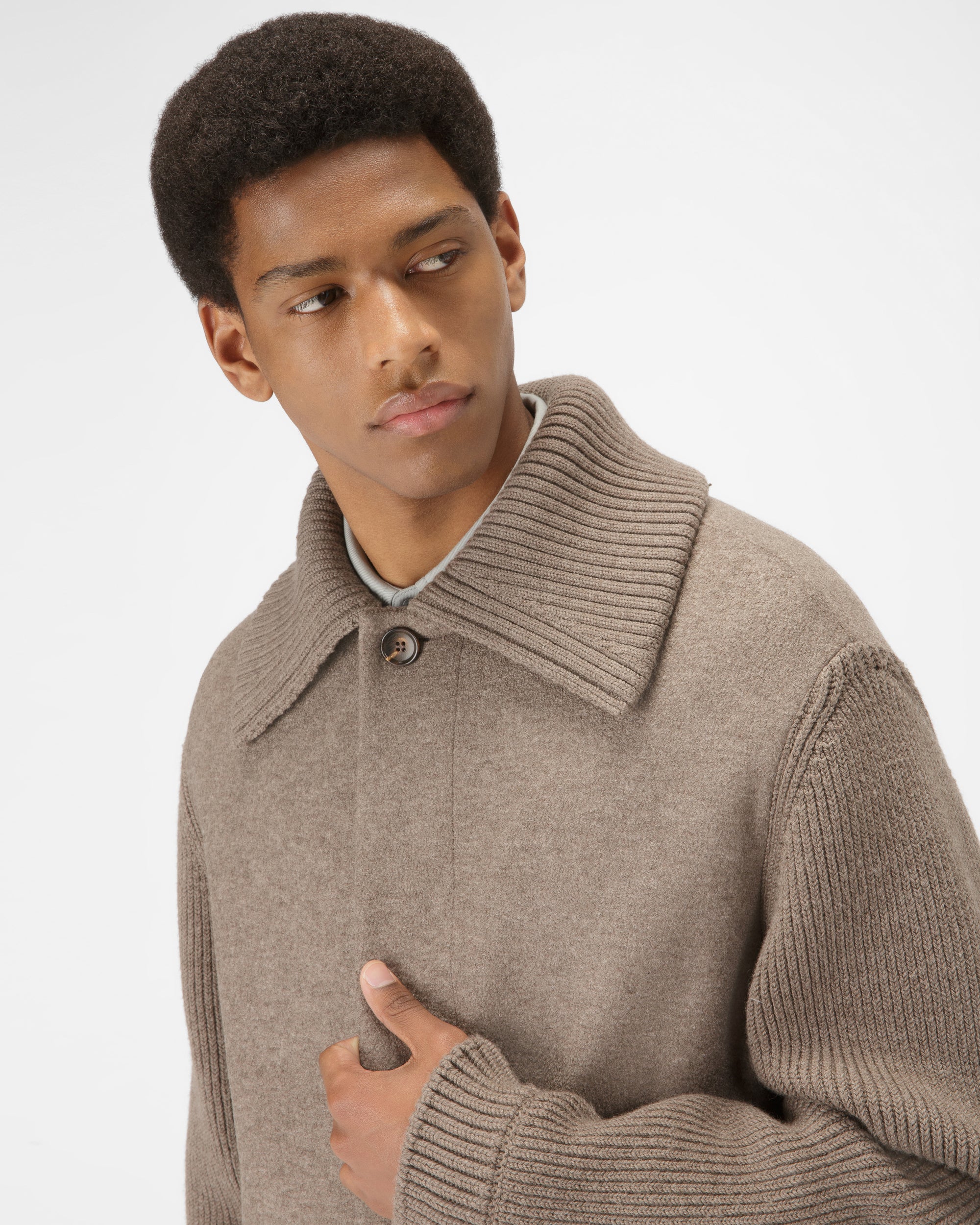Mixed Material Coat トープカラー ウールミックス コート - 男性 - Bally - 02