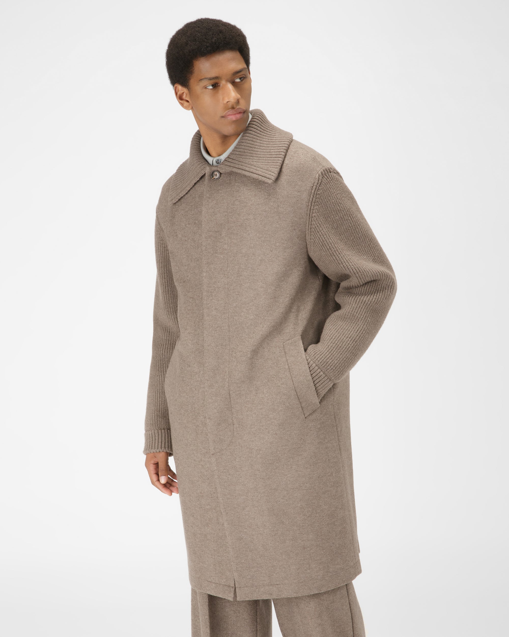 Mixed Material Coat トープカラー ウールミックス コート - 男性 - Bally - 06