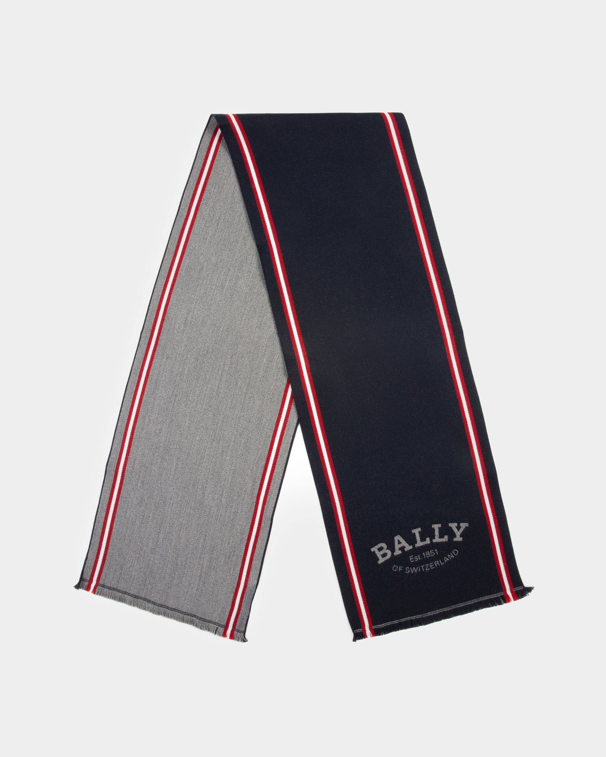 Bally スタンプ ジャカード スカーフ ネイビー ウールジャカード スカーフ - 男性 - Bally - 01