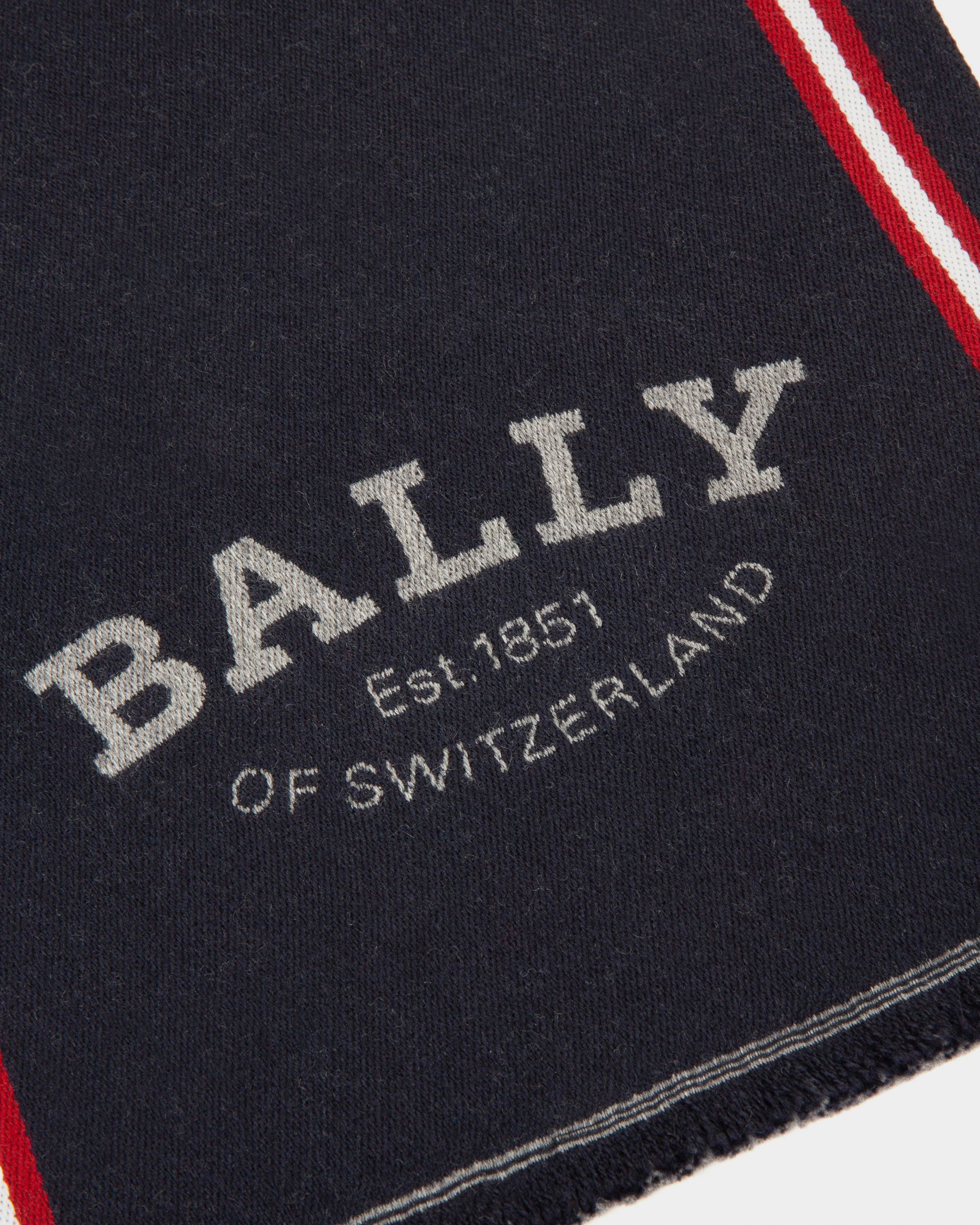 Bally スタンプ ジャカード スカーフ ネイビー ウールジャカード スカーフ - 男性 - Bally - 02