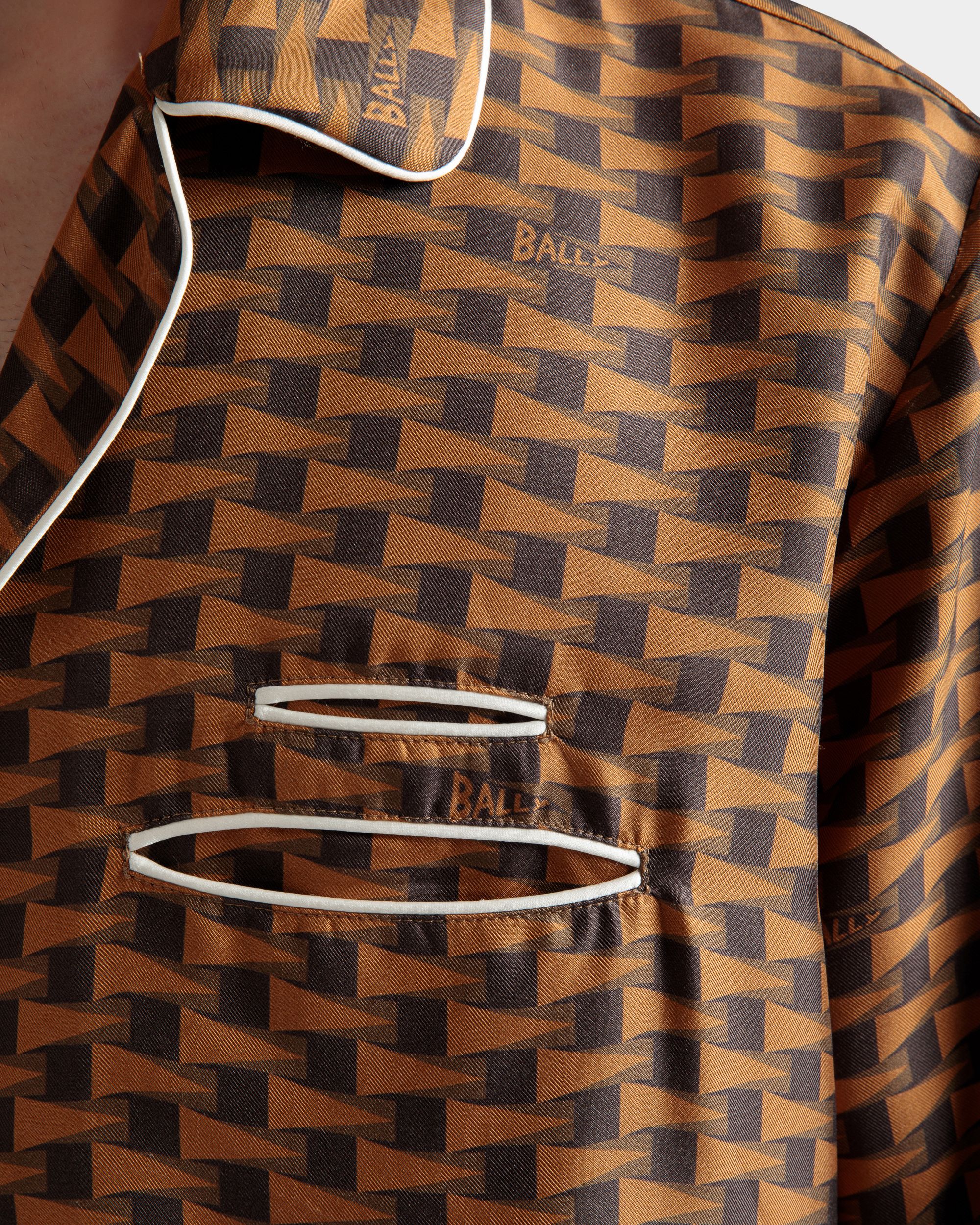 Pennant プリント シャツ ブラウン シルク - 男性 - Bally - 04