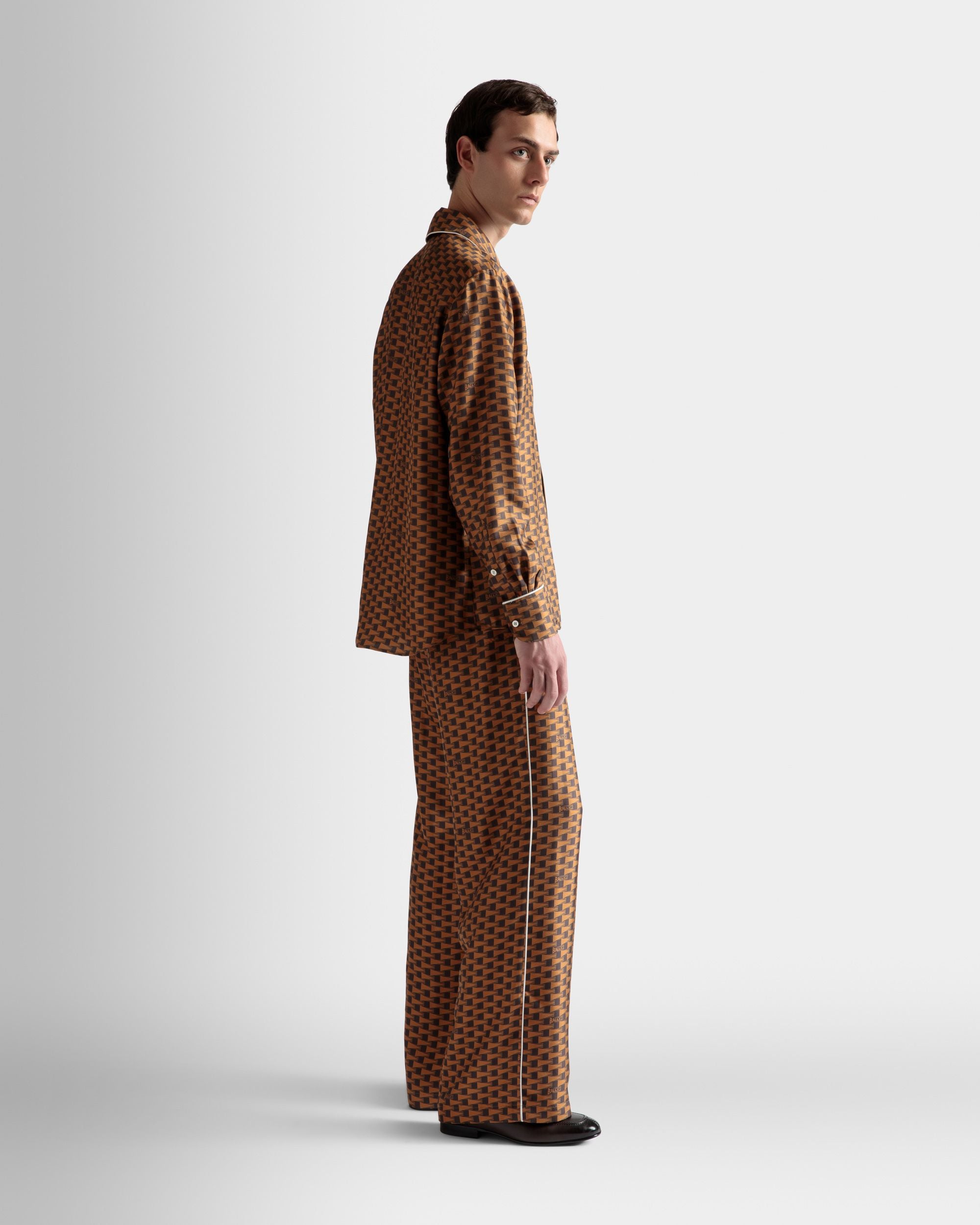 Pennant プリント シャツ ブラウン シルク - 男性 - Bally - 05