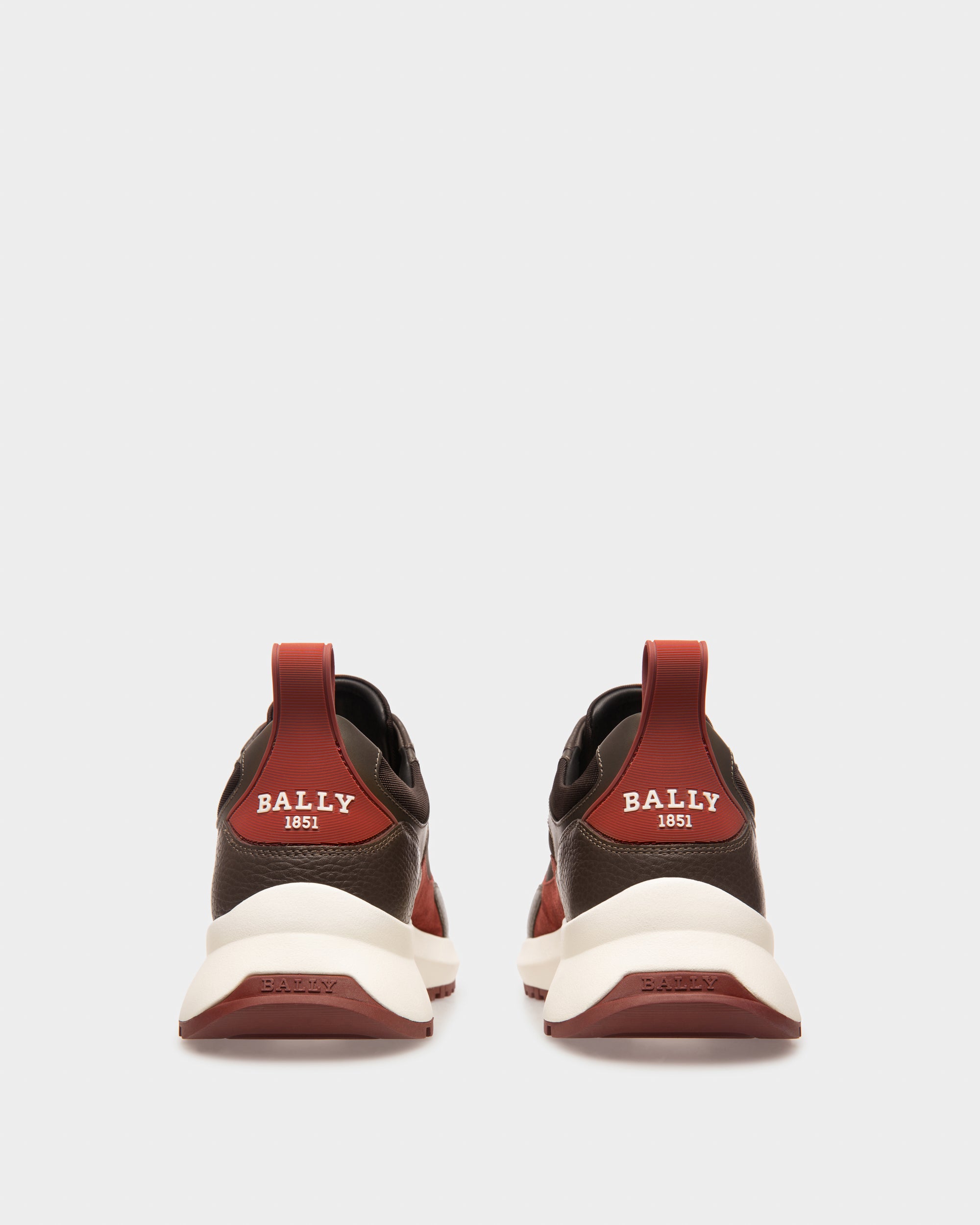 Dave エボニーブラウン＆アーミーグリーン レザー＆ファブリック スニーカー - 男性 - Bally - 04