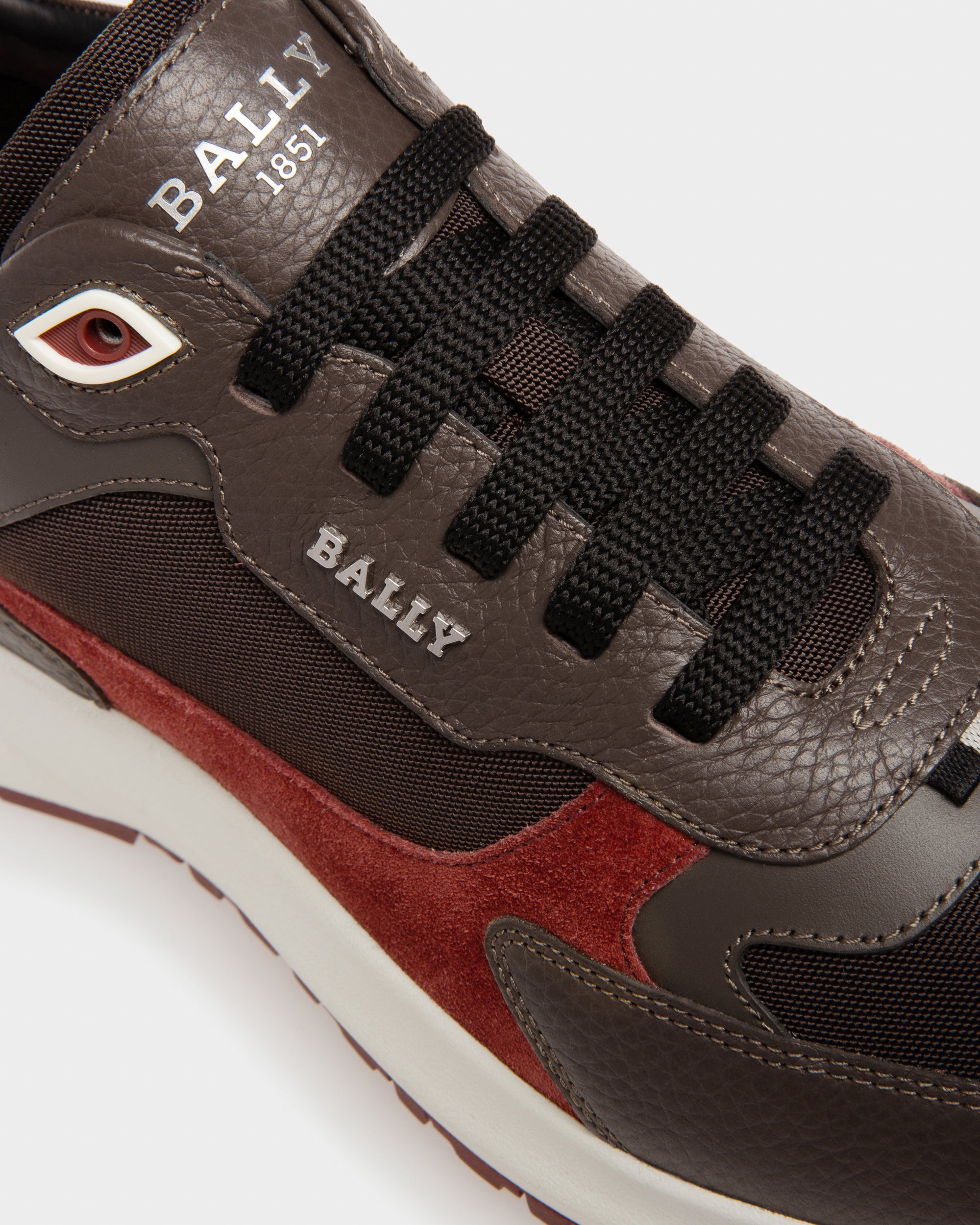Dave エボニーブラウン＆アーミーグリーン レザー＆ファブリック スニーカー - 男性 - Bally - 06