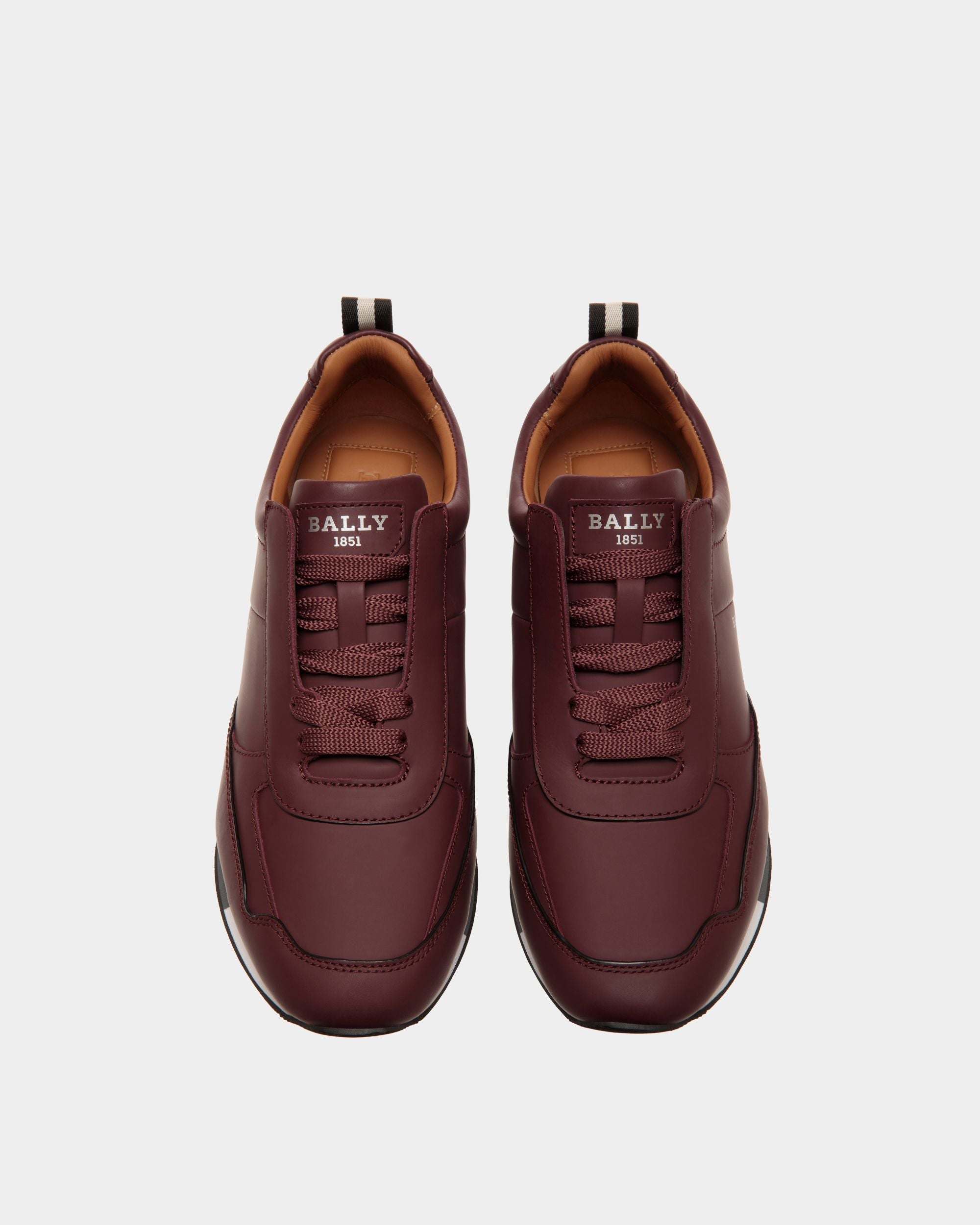 Sneaker In Burgundy  Leather - 男性 - Bally - 04