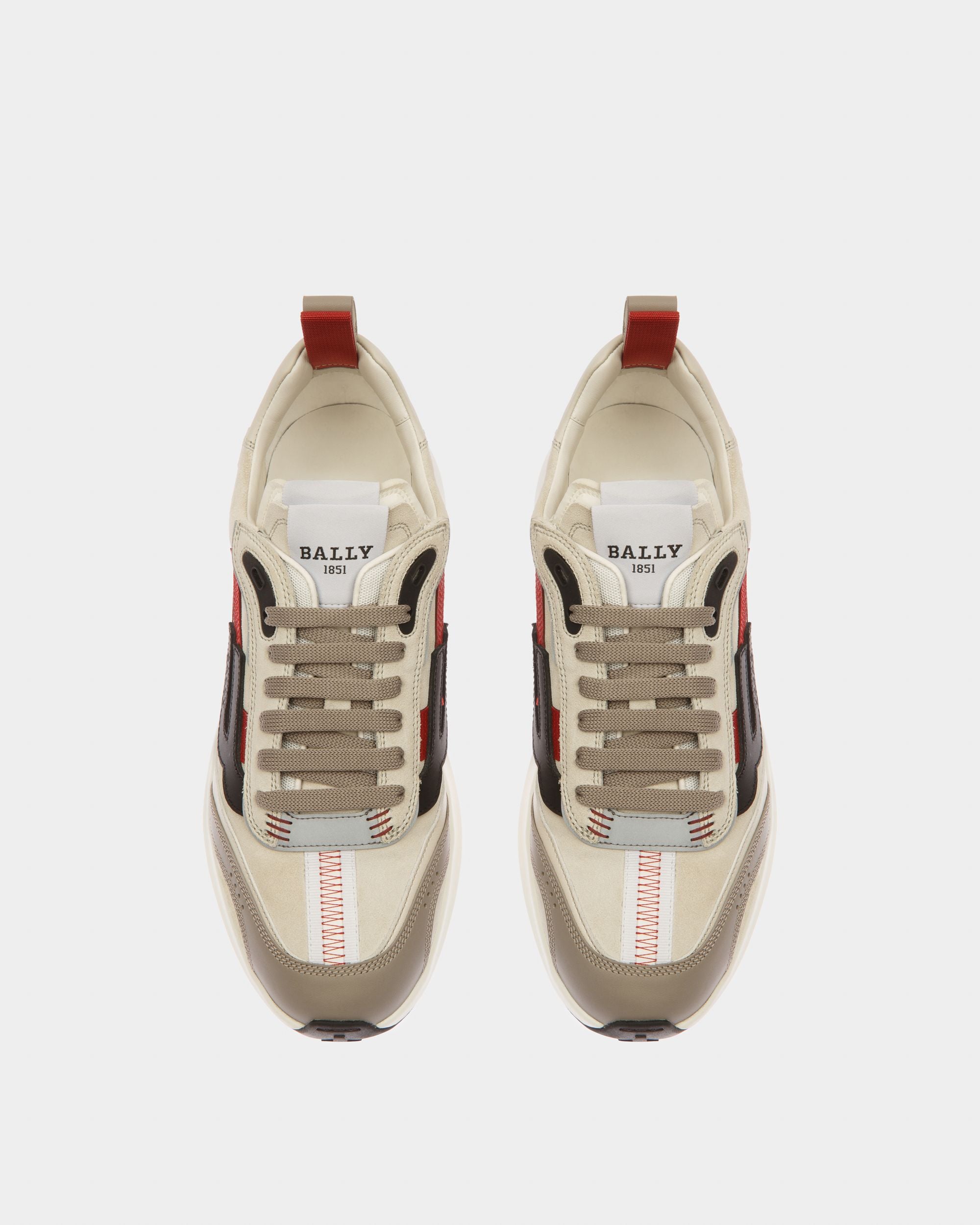 Darky グレー・ダスティホワイト・レッド レザー スニーカー - 男性 - Bally - 02