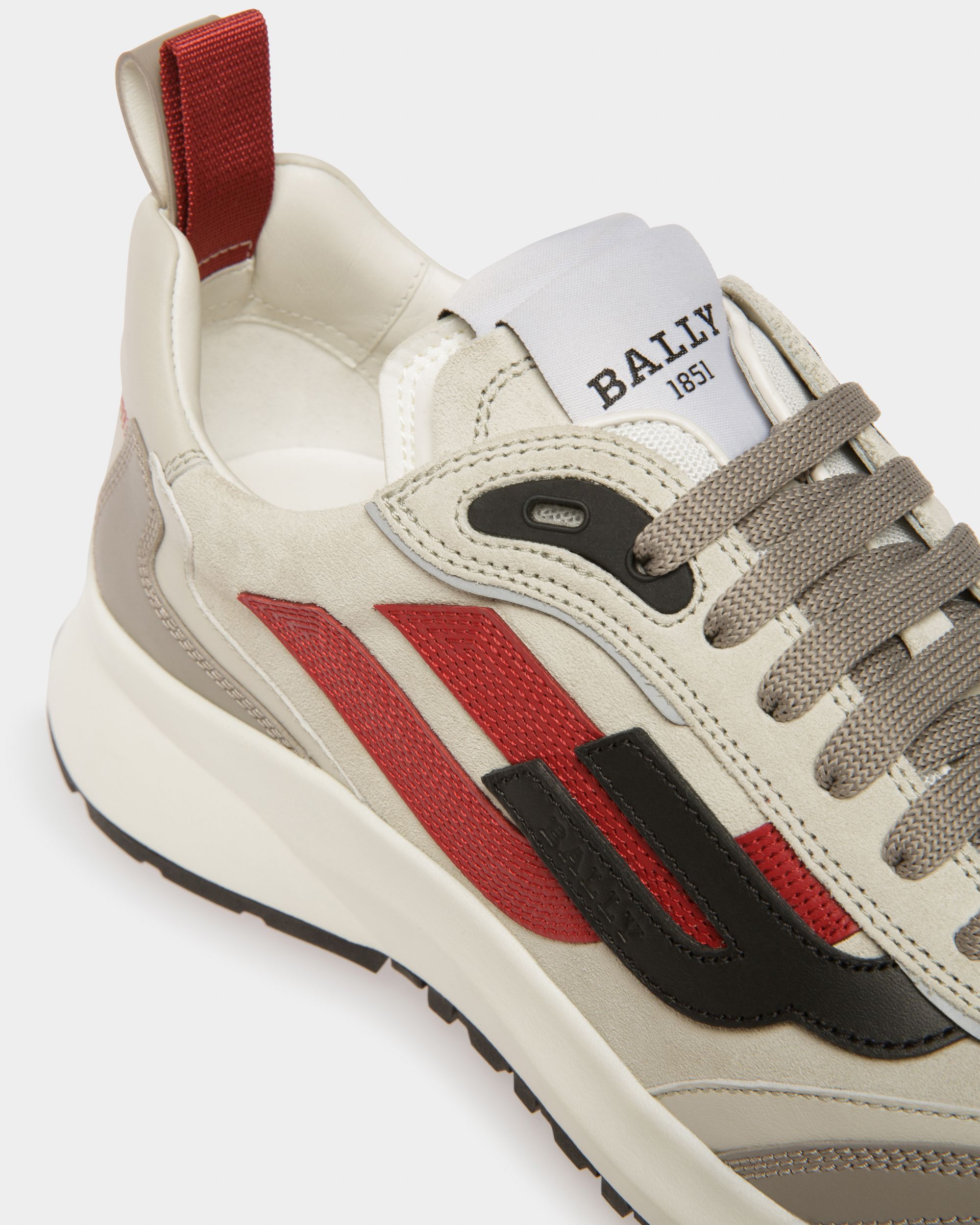 Darky グレー・ダスティホワイト・レッド レザー スニーカー - 男性 - Bally - 05