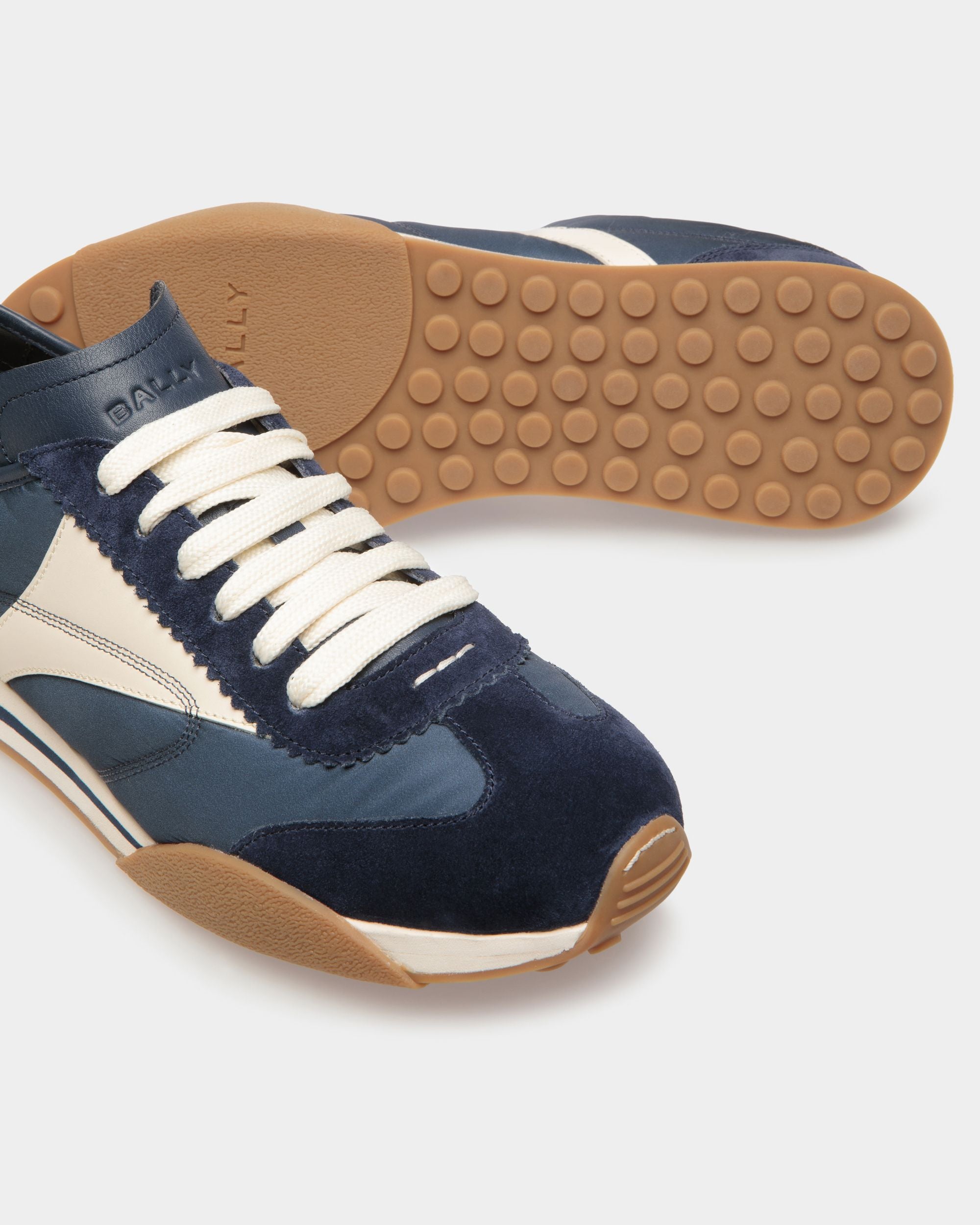 Sussex スニーカー マリンブルー＆ボーンホワイト レザー＆ファブリック - 男性 - Bally - 04