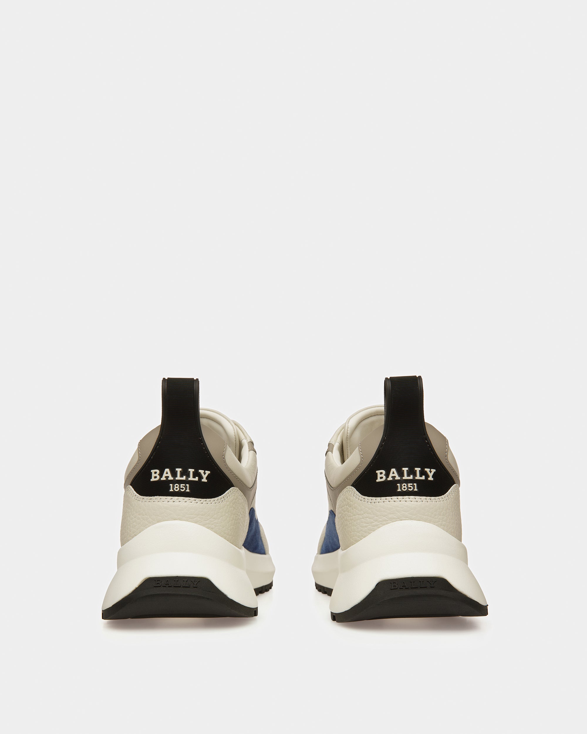 Dave ダスティホワイト＆ブルーネオン レザー＆ファブリック スニーカー - 男性 - Bally - 03