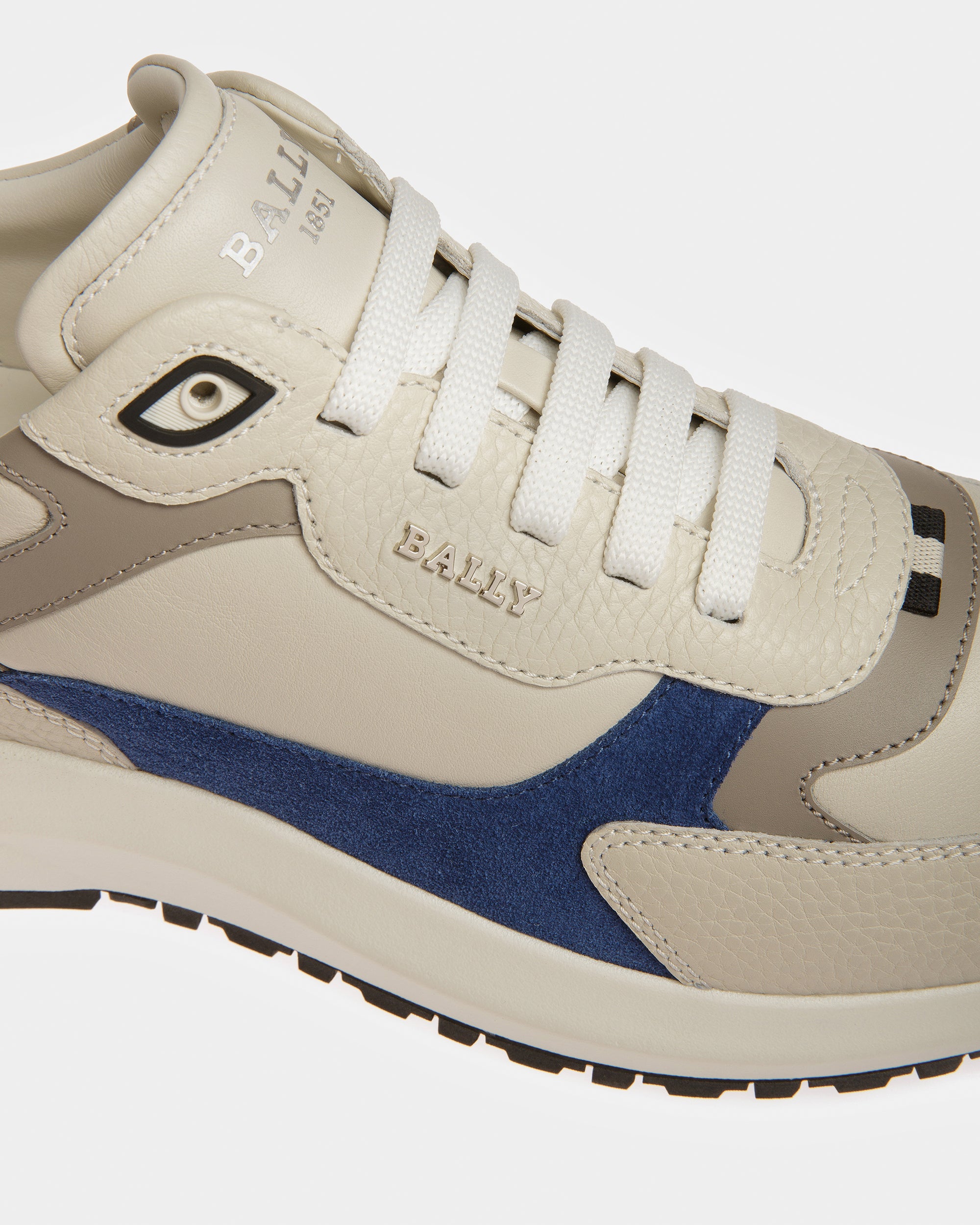 Dave ダスティホワイト＆ブルーネオン レザー＆ファブリック スニーカー - 男性 - Bally - 05