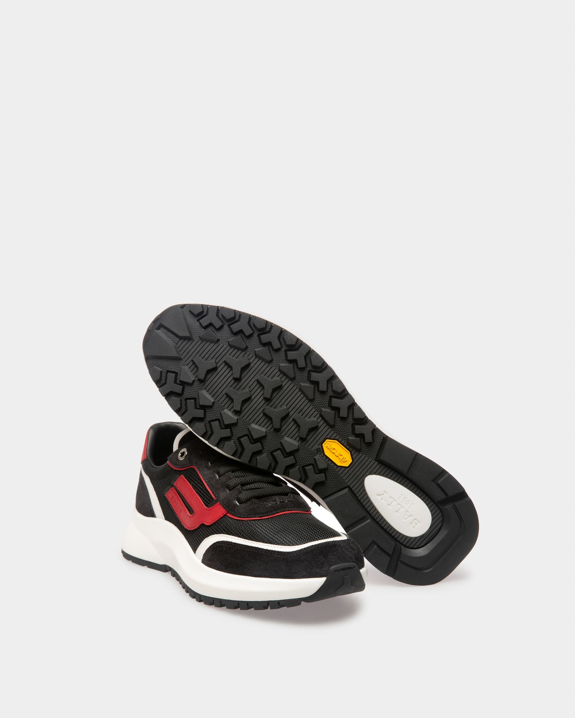 Demmy ブラック＆ホワイト＆レッド メッシュ＆レザー スニーカー - 男性 - Bally - 03