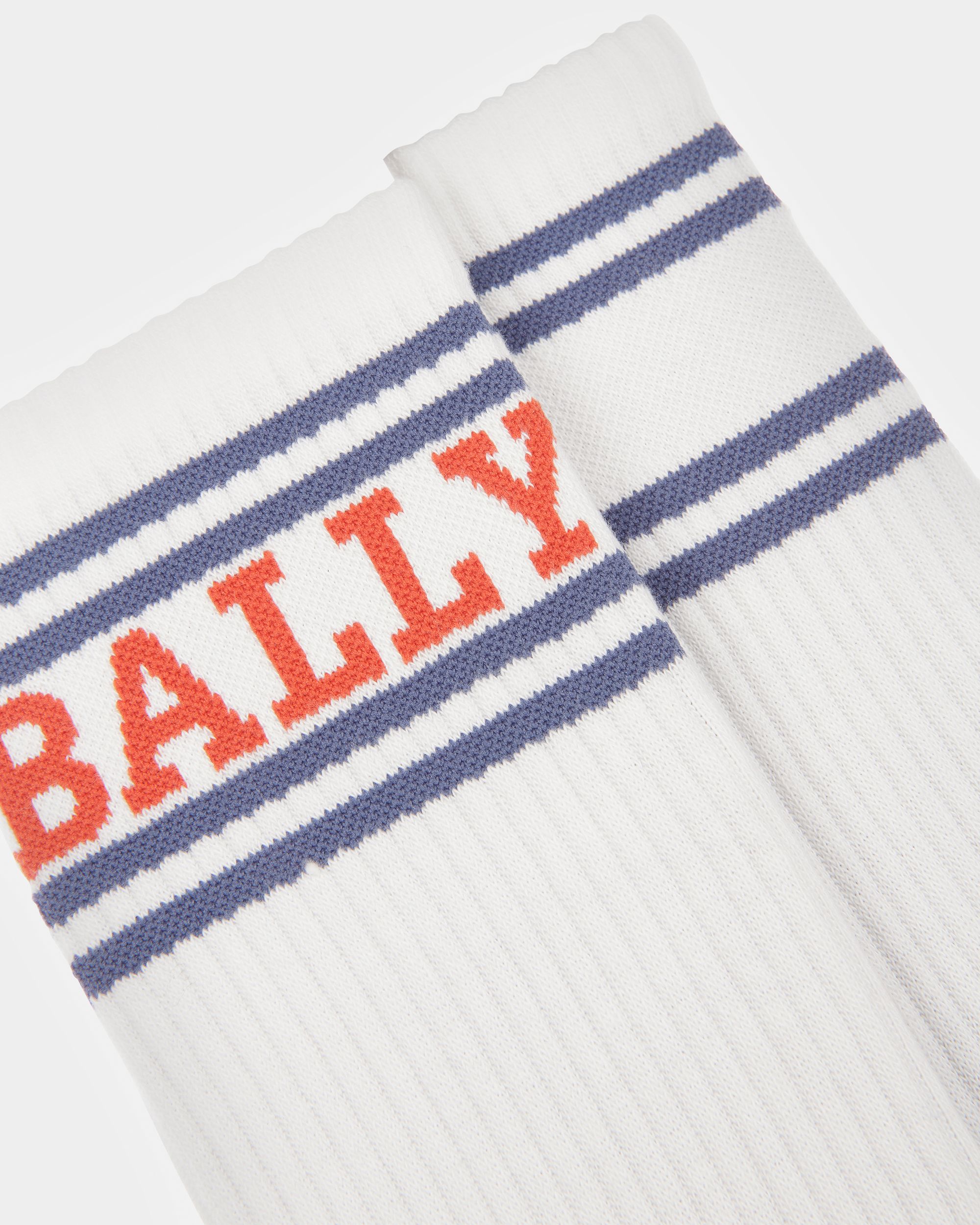 ロゴ ストライプ スポーツ ソックス ネイビー＆レッド コットン ストライプ ロゴ ディテール スポーツ ソックス - 男性 - Bally - 02