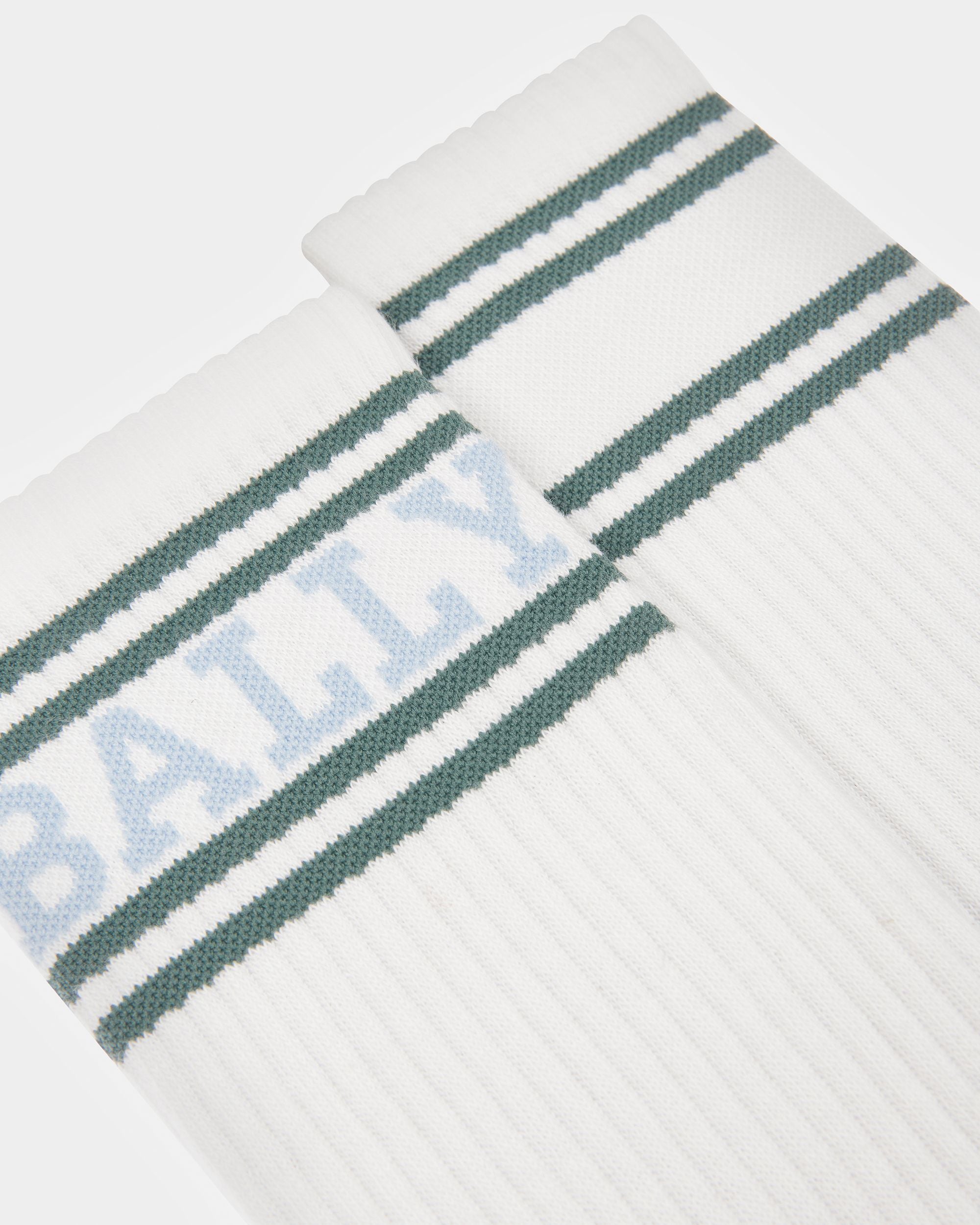 ロゴ ストライプ スポーツ ソックス ターコイズ＆セージ コットン ストライプ ロゴ ディテール スポーツ ソックス - 男性 - Bally - 02