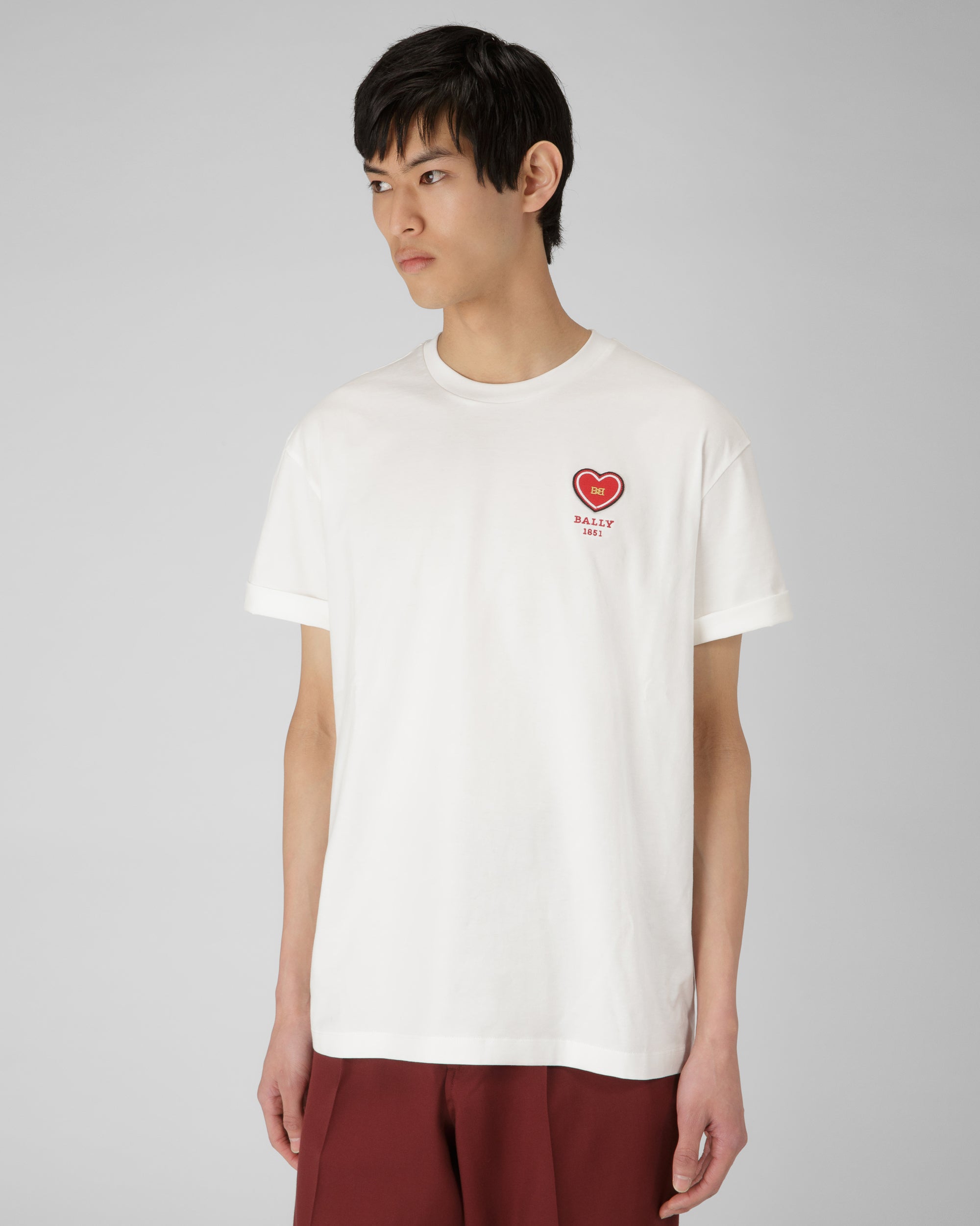 刺繍tシャツ ホワイト オーガニック コットン Tシャツ - 男性 - Bally - 01