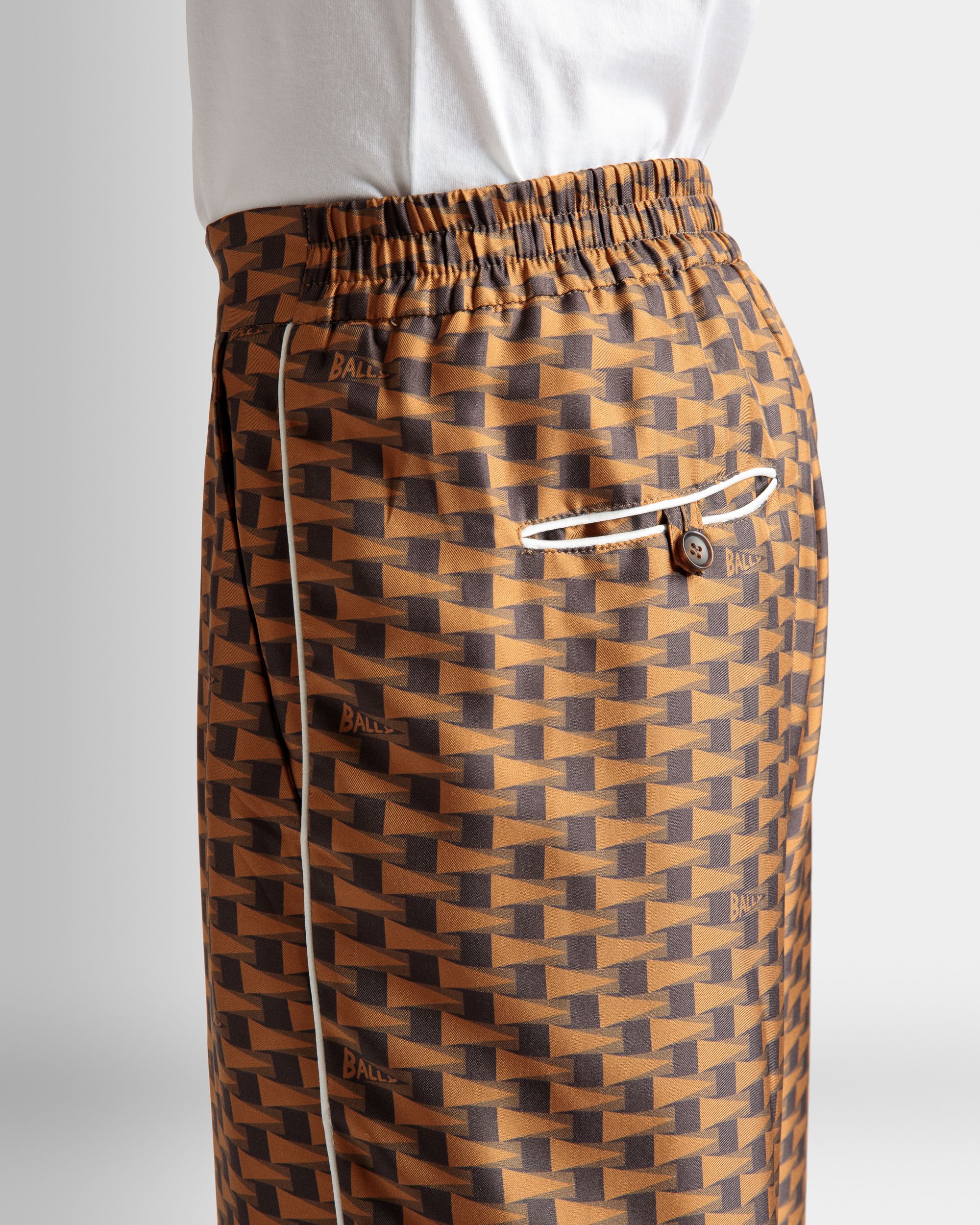 Pennant プリント パンツ ブラウン シルク - 男性 - Bally - 04