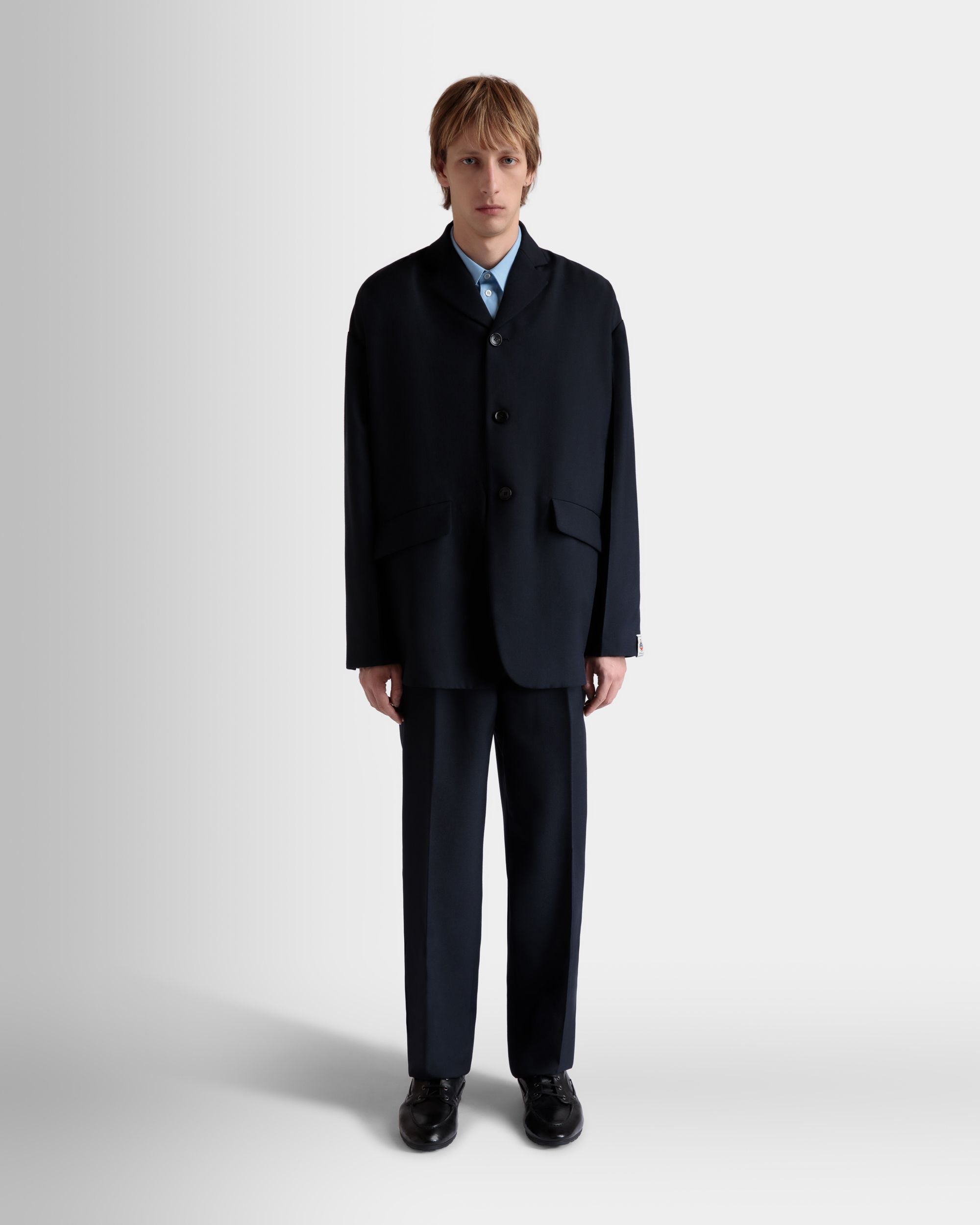 タック パンツ Navy Blue ウールブレンド - 男性 - Bally - 02
