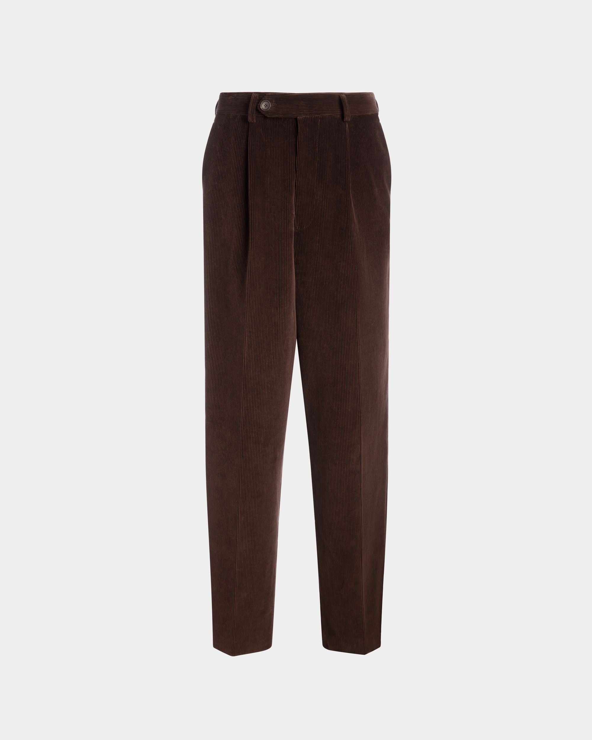 Winter Capsule タック パンツ エバノブラウン コットンコーデュロイ - 男性 - Bally - 01
