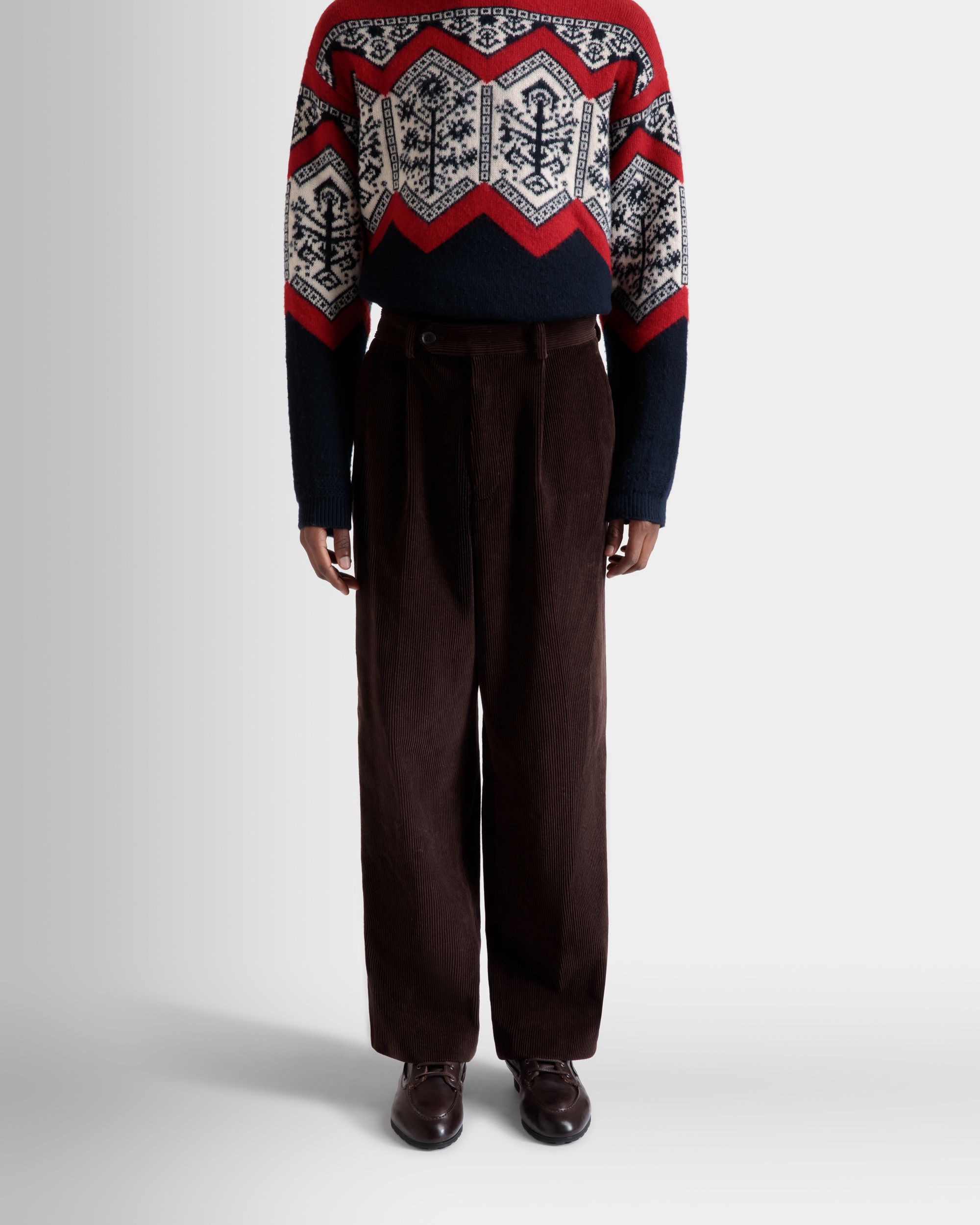 Winter Capsule タック パンツ エバノブラウン コットンコーデュロイ - 男性 - Bally - 08