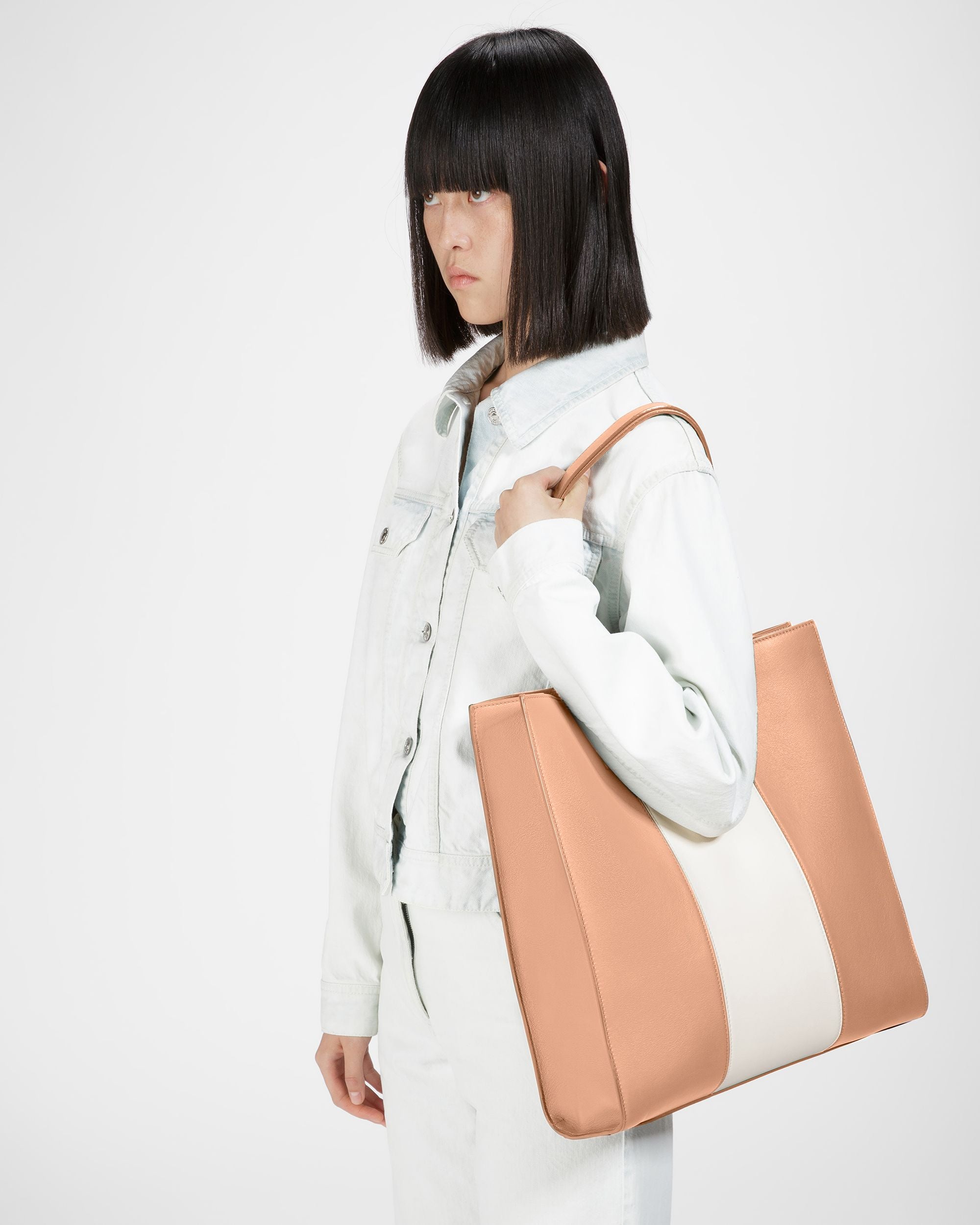 Crystalia ピーチ＆ボーンホワイト レザー トートバッグ - 女性 - Bally - 02