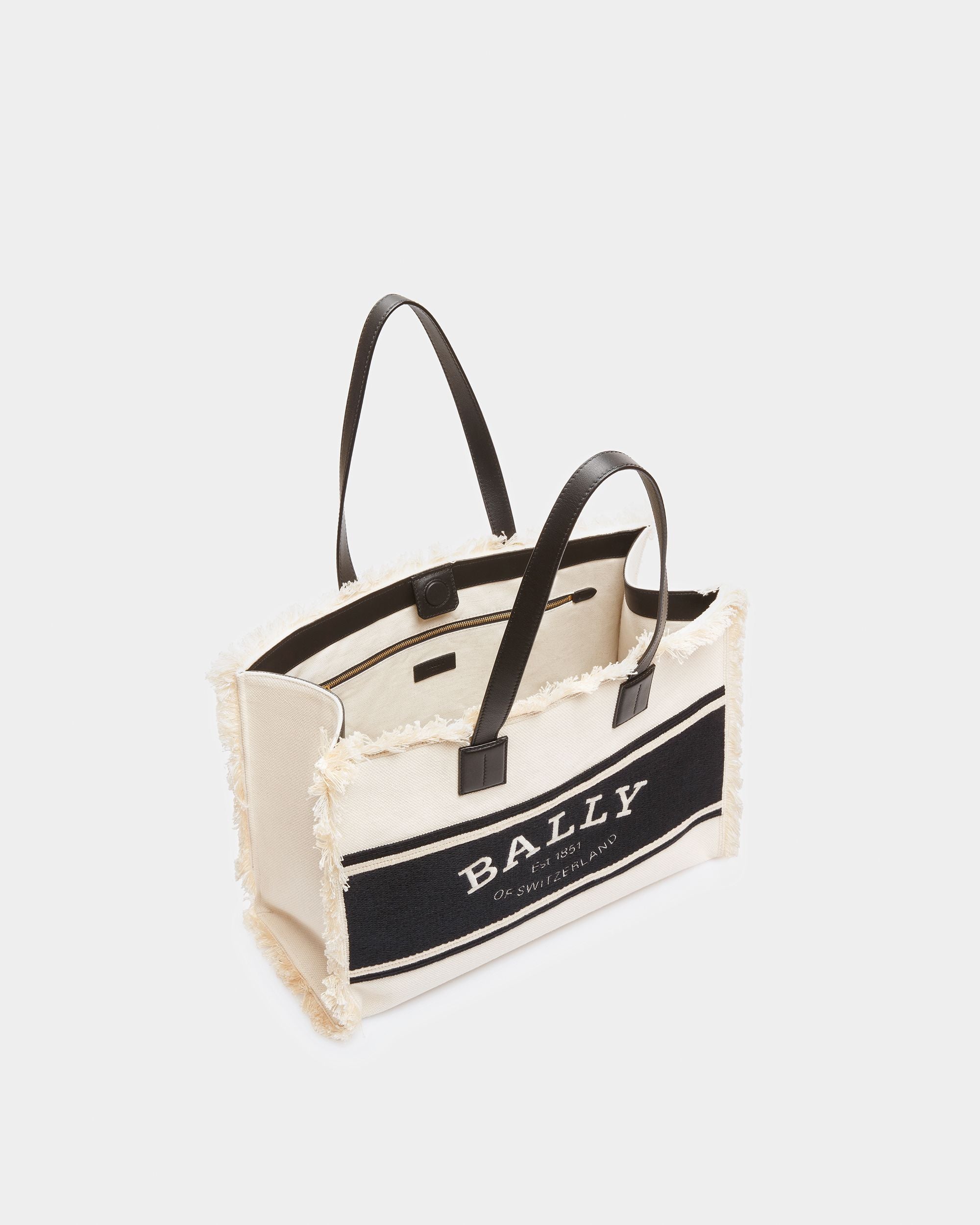 Crystalia Wide ナチュラル＆ブラック キャンバス トートバッグ - 女性 - Bally - 03