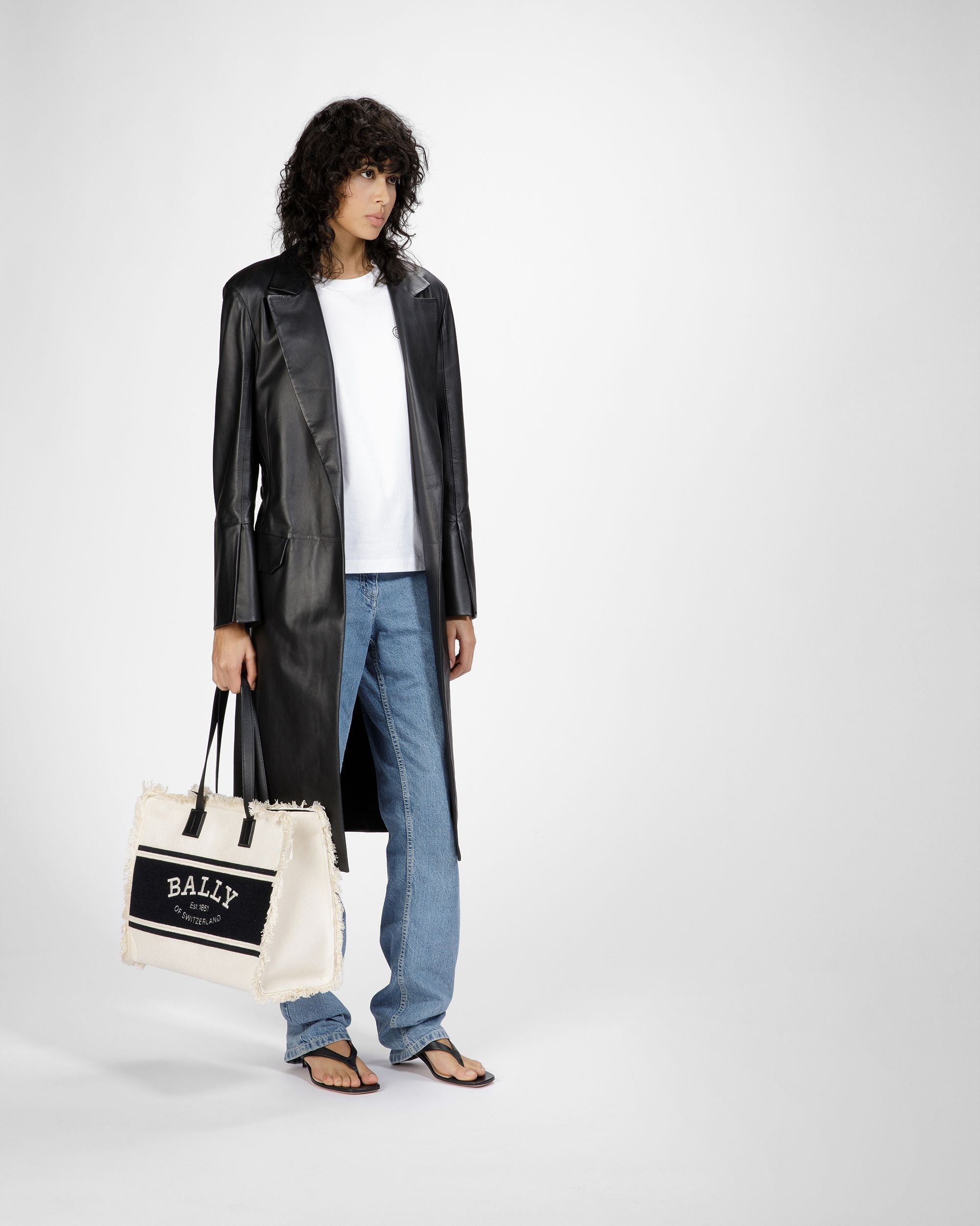 Crystalia Wide ナチュラル＆ブラック キャンバス トートバッグ - 女性 - Bally - 04