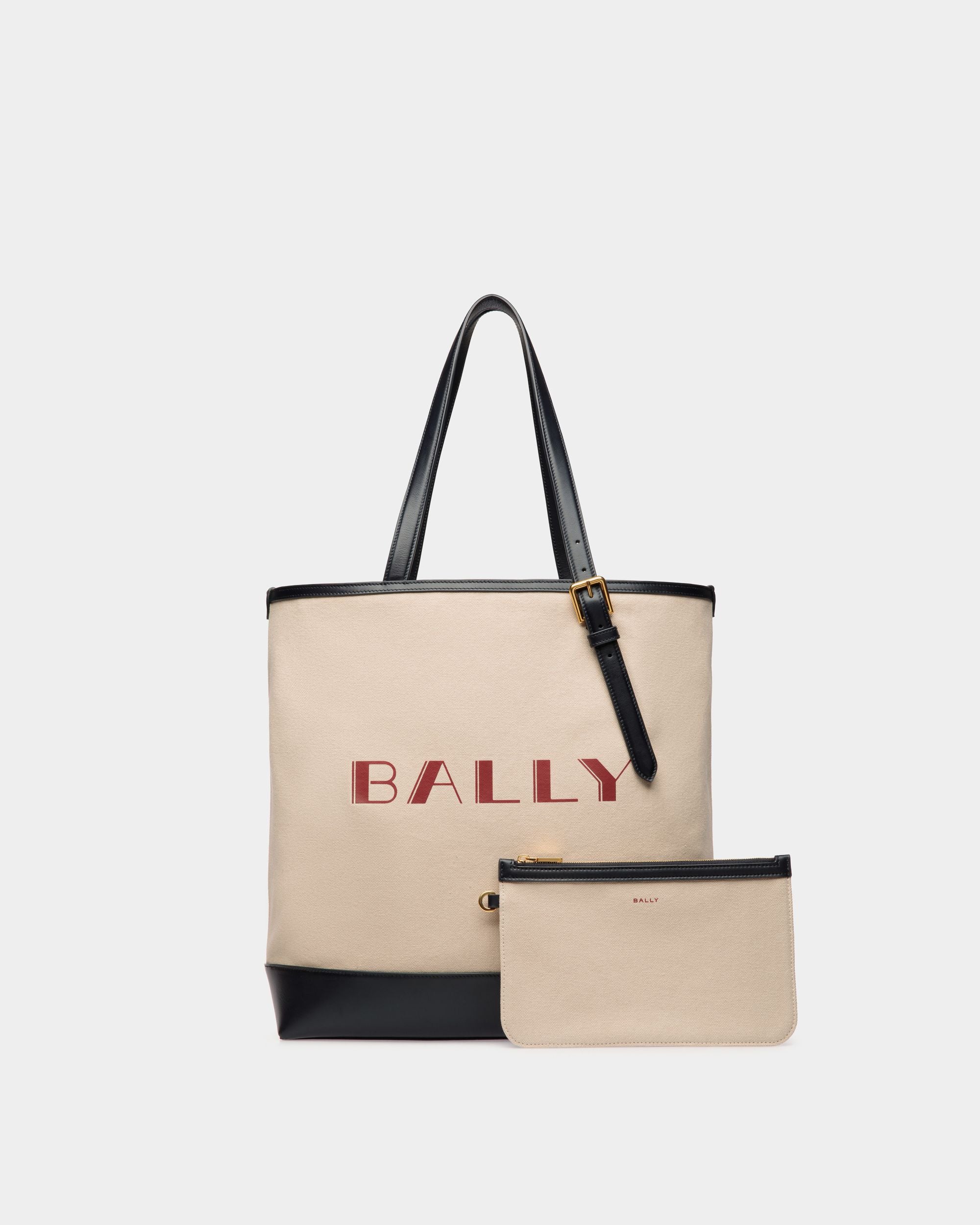 Summer Capsule トートバッグ ナチュラル＆ネイビーブルー キャンバス＆レザー - 女性 - Bally - 01