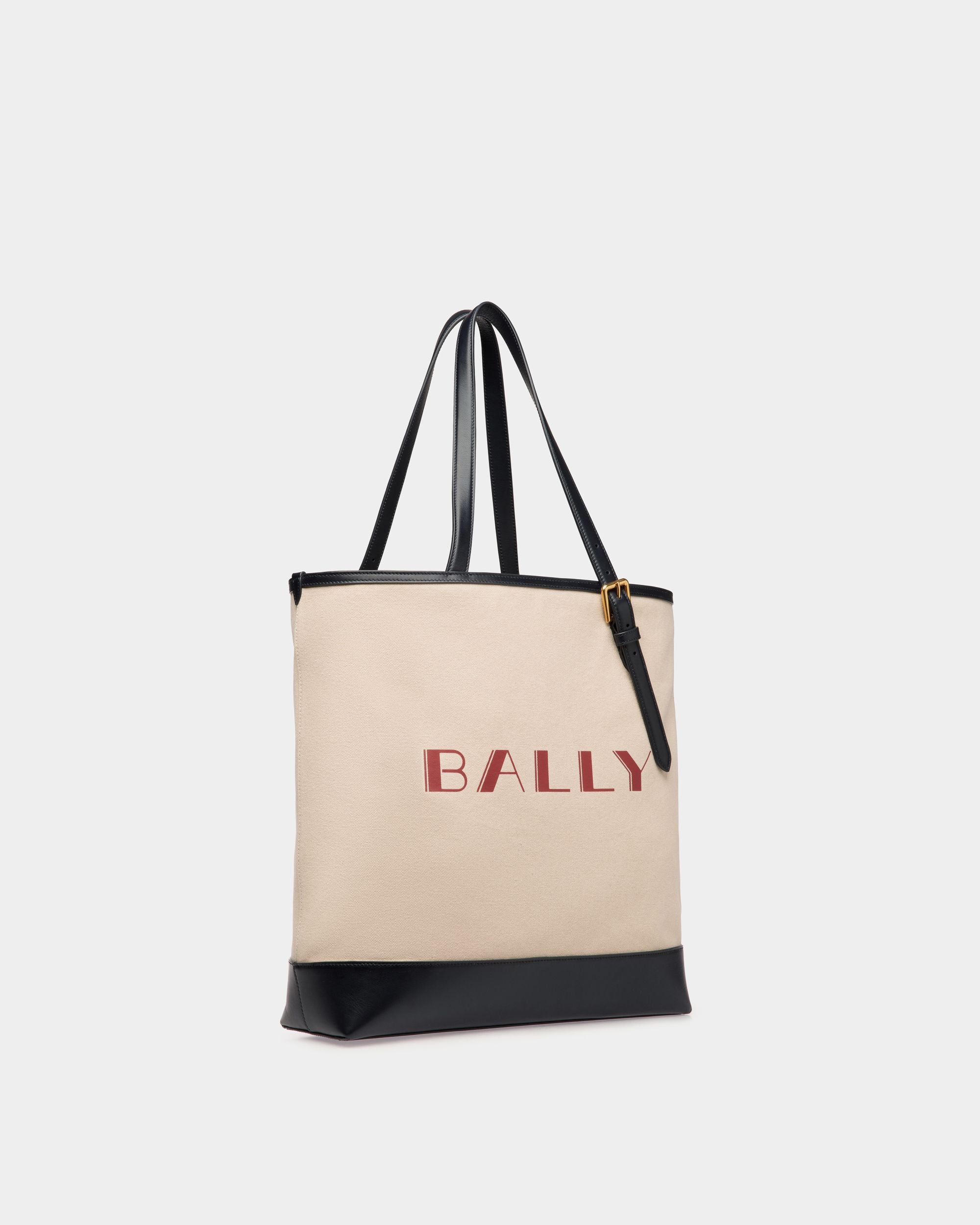 Summer Capsule トートバッグ ナチュラル＆ネイビーブルー キャンバス＆レザー - 女性 - Bally - 03