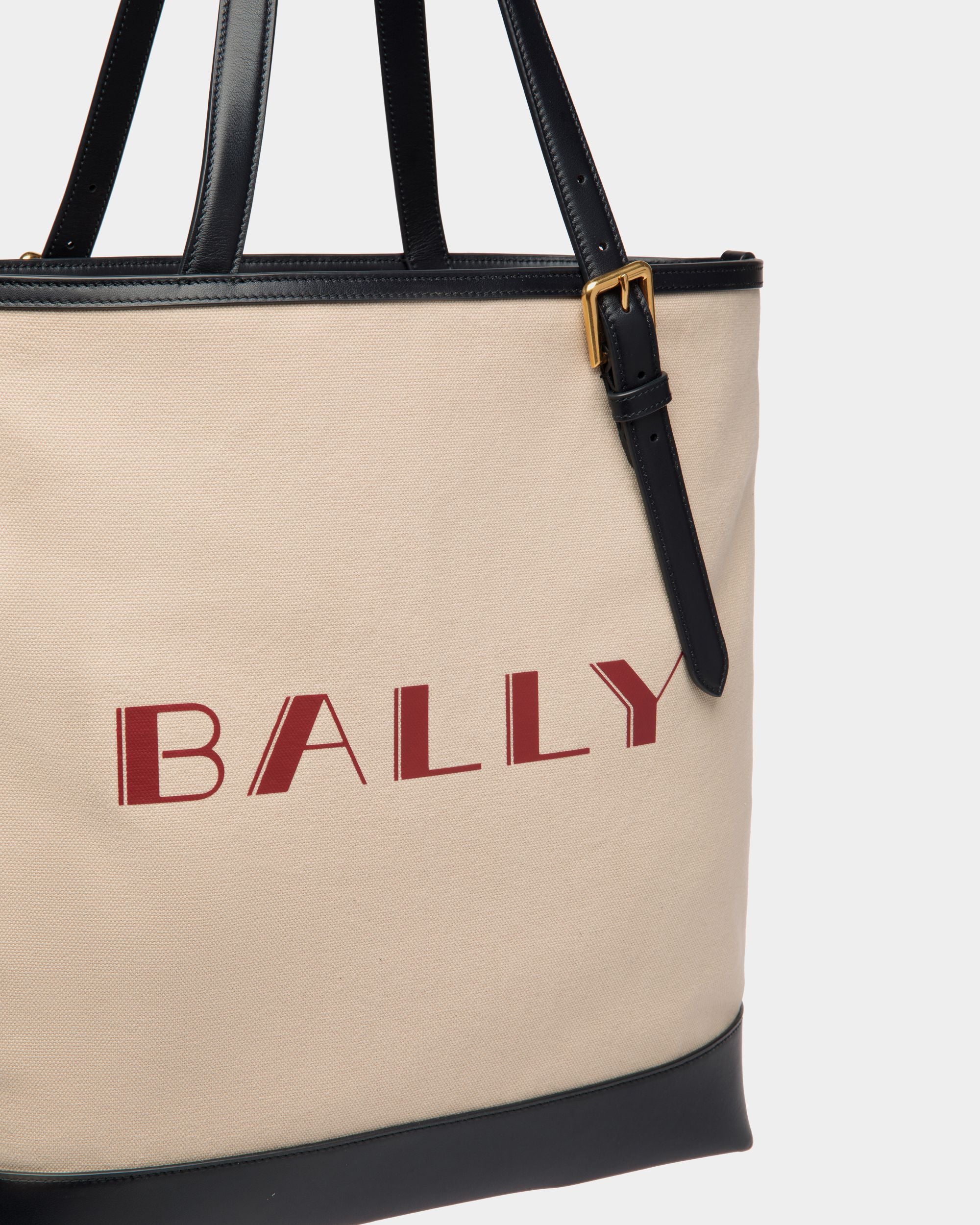 Summer Capsule トートバッグ ナチュラル＆ネイビーブルー キャンバス＆レザー - 女性 - Bally - 04