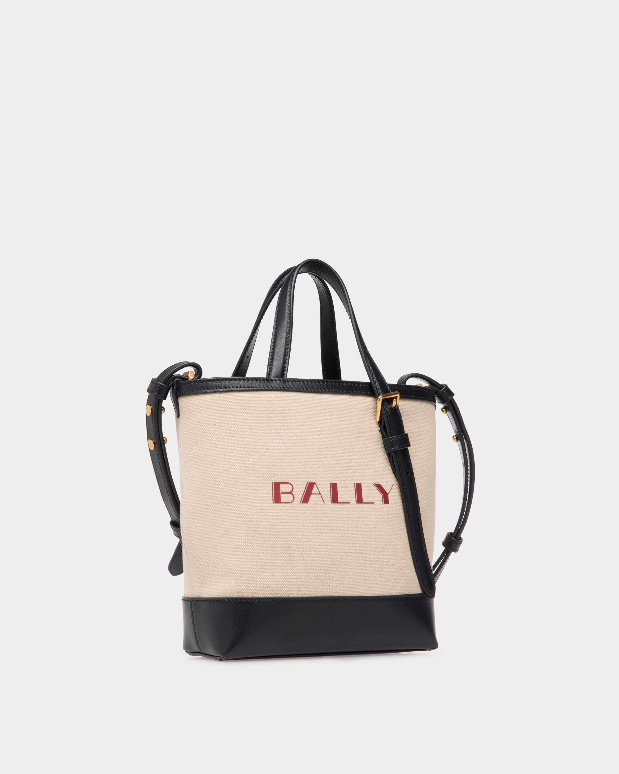 Summer Capsule スモール トートバッグ ナチュラル＆ネイビーブルー キャンバス＆レザー - 女性 - Bally - 03
