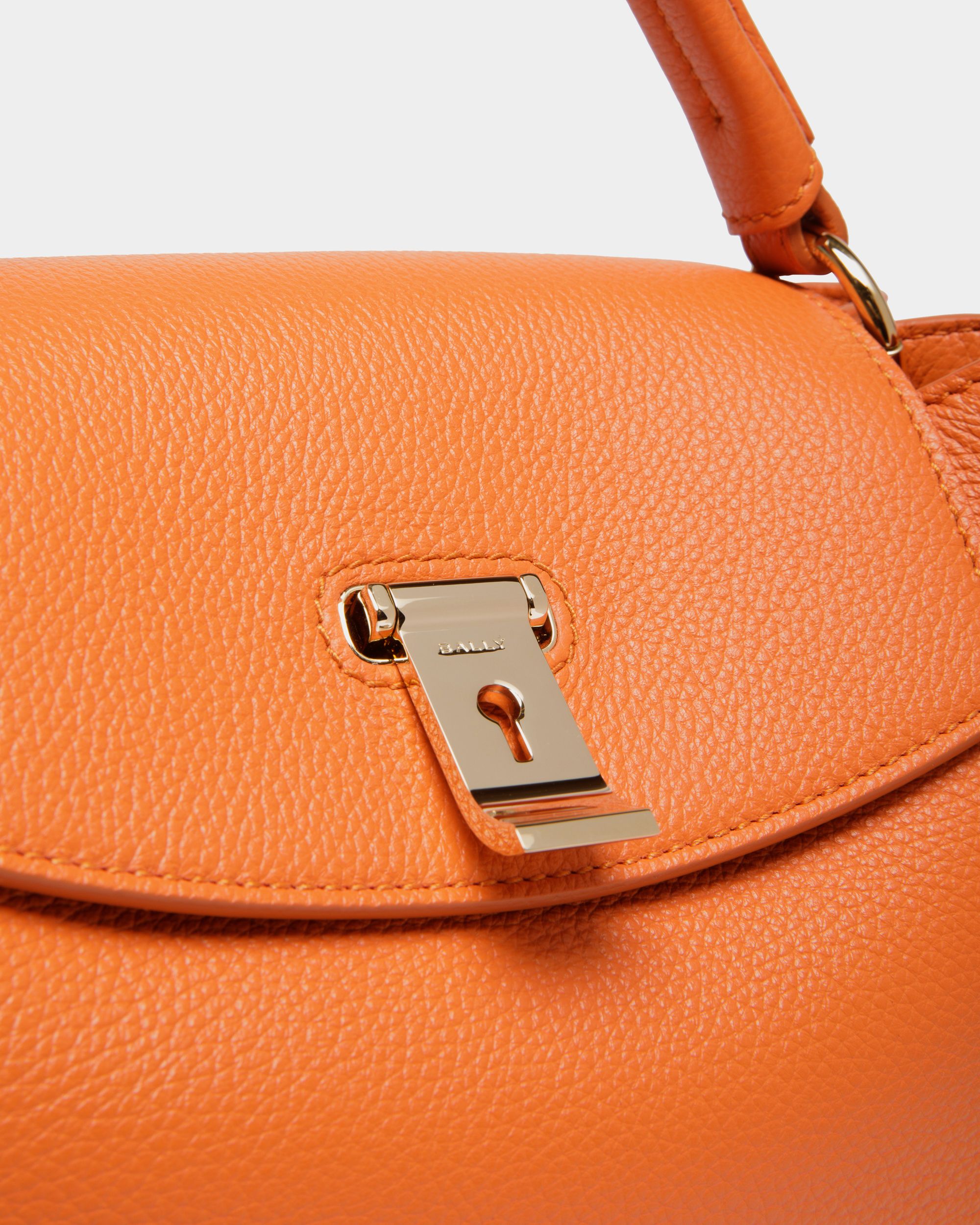 Lock Me スモール トップハンドルバッグ オレンジ グレインレザー - 女性 - Bally - 06