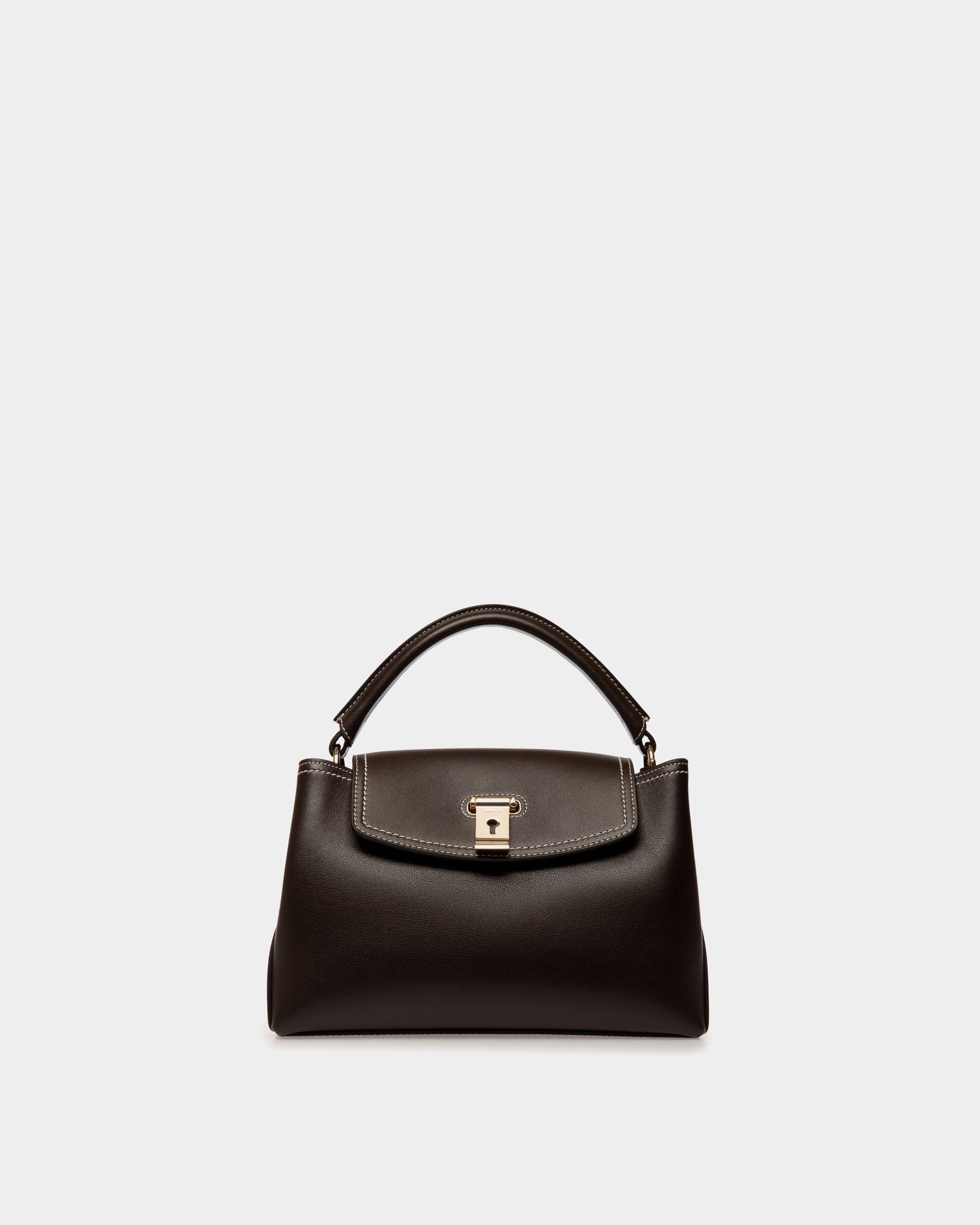 Lock Me スモール トップハンドルバッグ エバノブラウン レザー - 女性 - Bally - 01