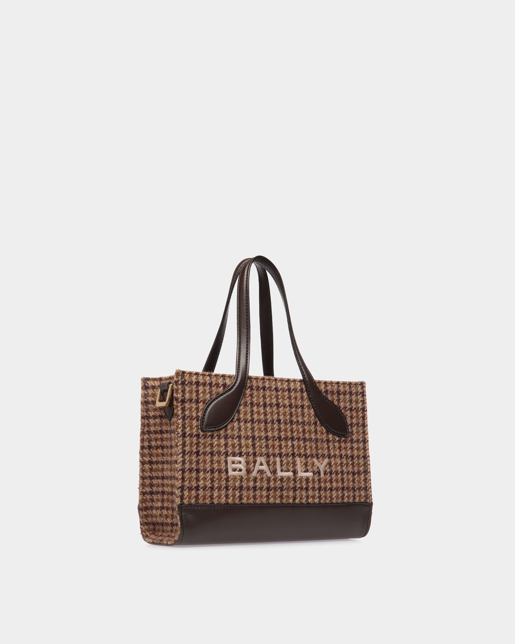 Bar ミニ トートバッグ マルチブラウン チェック ウール＆レザー - 女性 - Bally - 03