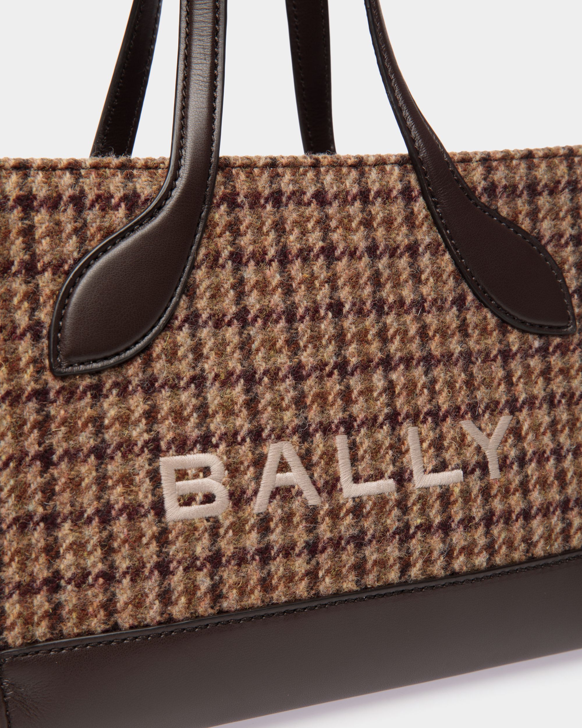 Bar ミニ トートバッグ マルチブラウン チェック ウール＆レザー - 女性 - Bally - 04